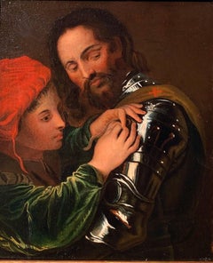 Chevalier et son page XIXe siècle, suiveur de Bartolomeo Manfredi (Ostiano 1582)