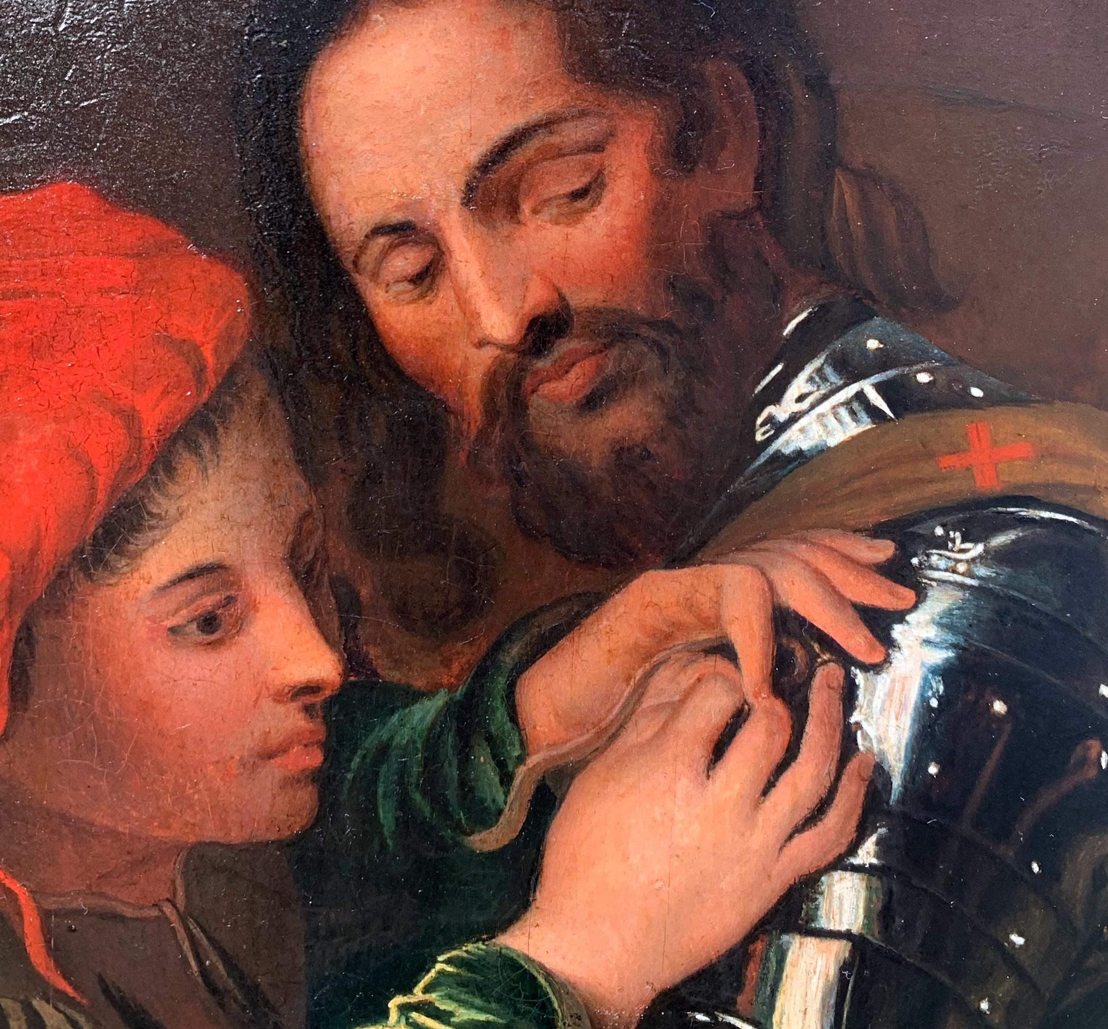 Chevalier et son page XIXe siècle, suiveur de Bartolomeo Manfredi (Ostiano 1582 For Sale 3