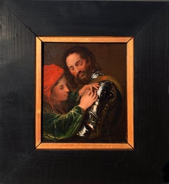Chevalier et son page XIXe siècle, suiveur de Bartolomeo Manfredi (Ostiano 1582