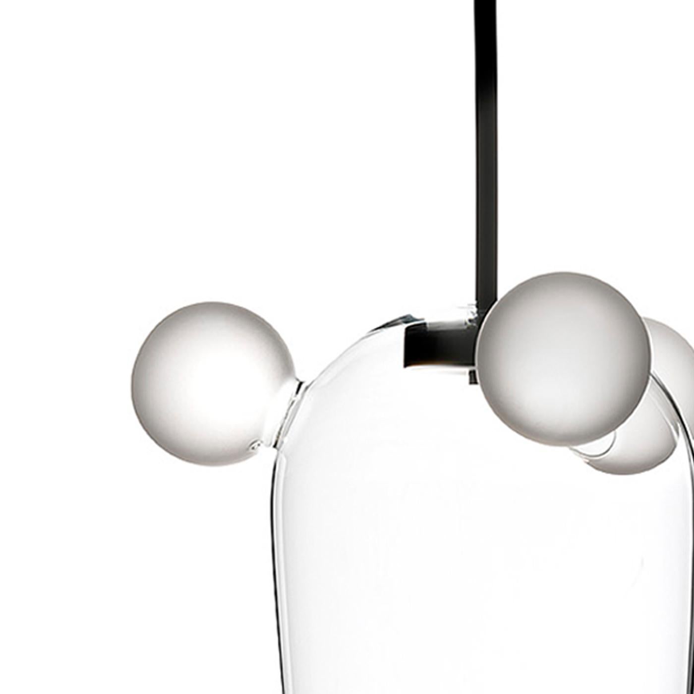 Italian Bartolomeo, Melogranoblu, Suspension Lamp, Clear Glass, Frosted Glass For Sale
