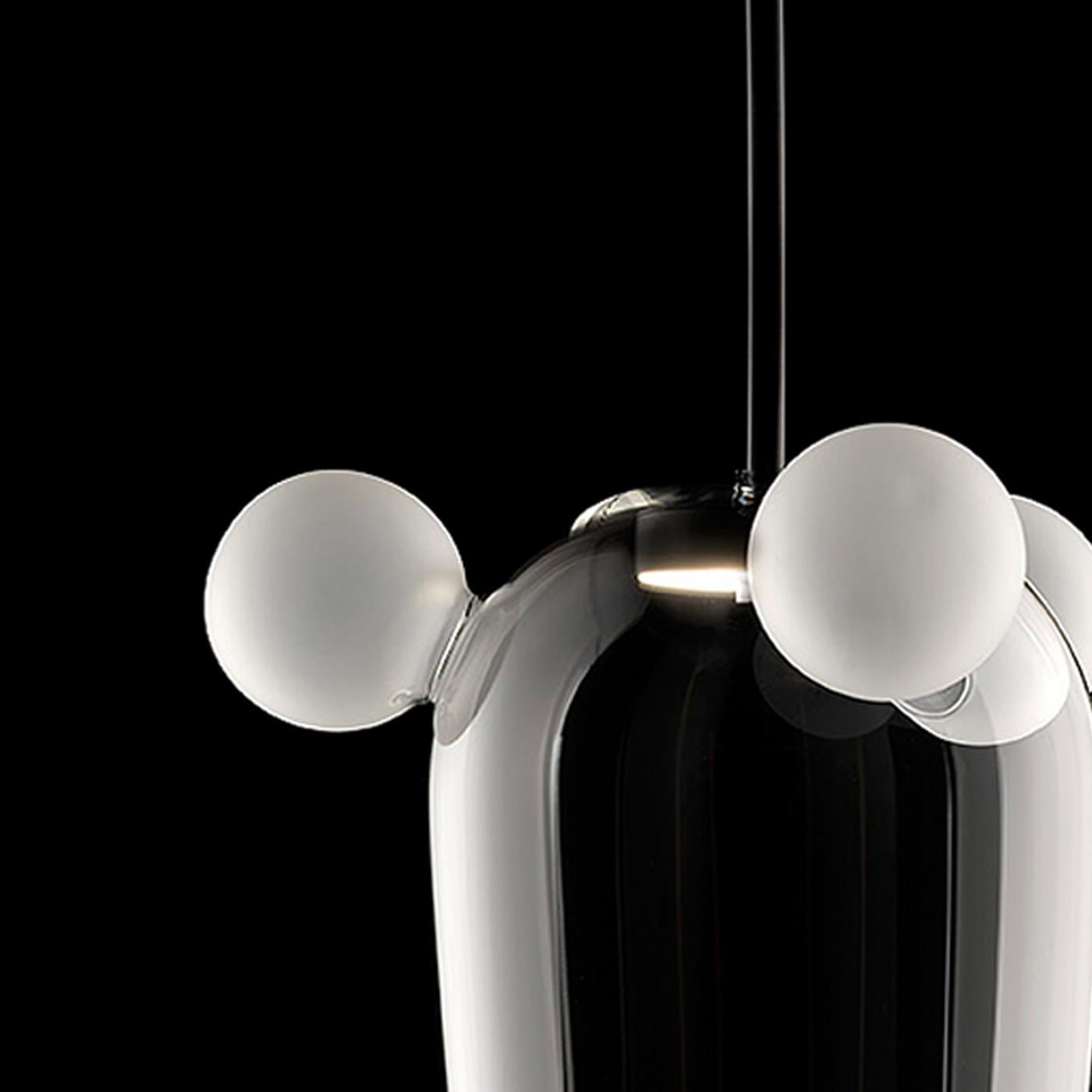 Bartolomeo, Melogranoblu, Suspension Lamp, Clear Glass, Frosted Glass In New Condition For Sale In Grassobbio, IT