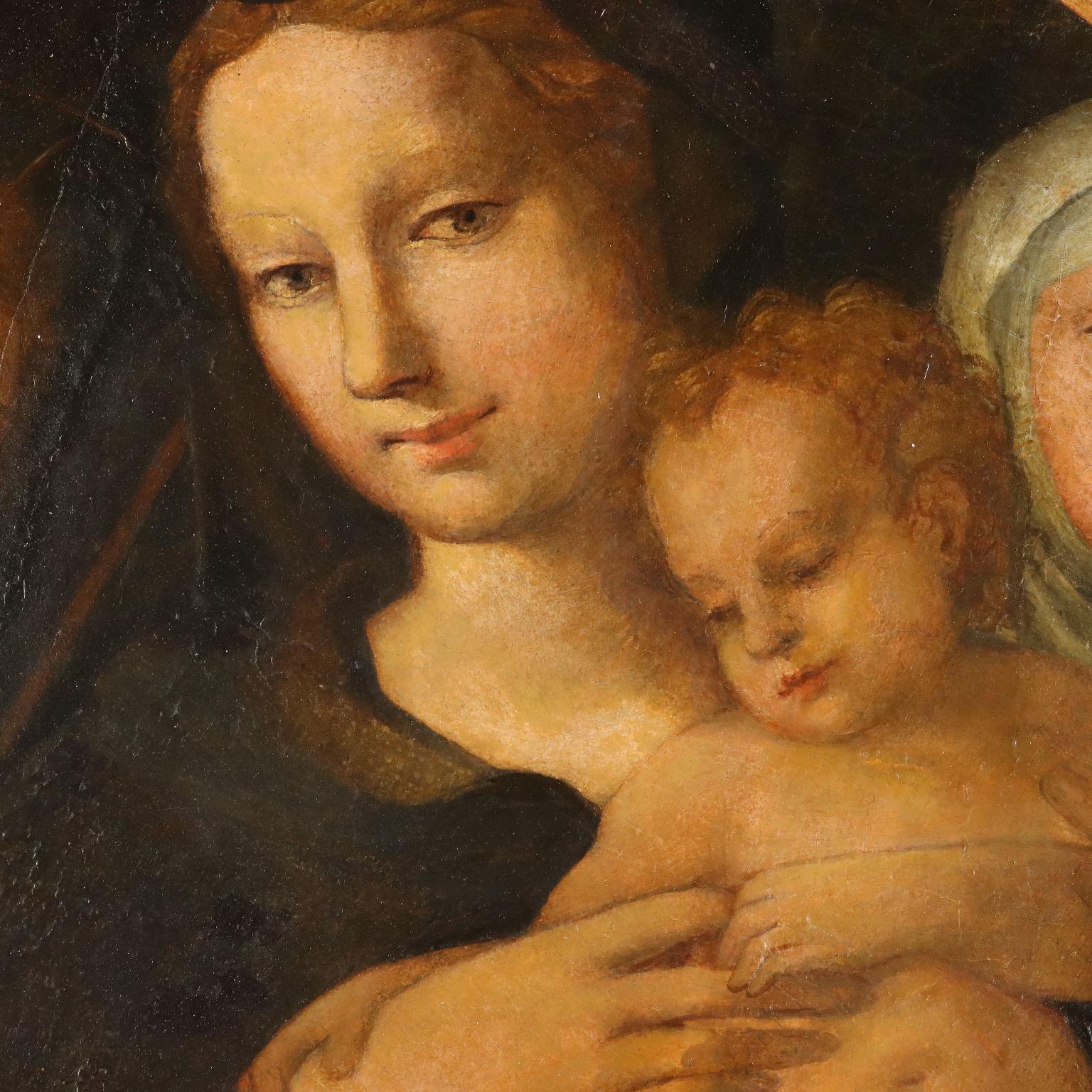 Madonna and Child between St. Ansanus and St. Catherine 16th century - Other Art Style Painting by Bartolomeo Neroni