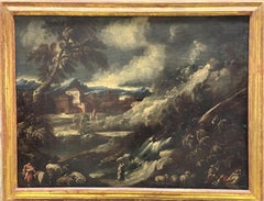 "Landscape with figures and farmhouses"