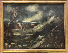 "Landschaft mit Figuren und Bauernhäusern"