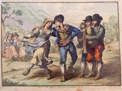 Gravure à l'eau-forte Ballo di Sposi Ciociari de Bartolomeo Pinelli - 1820