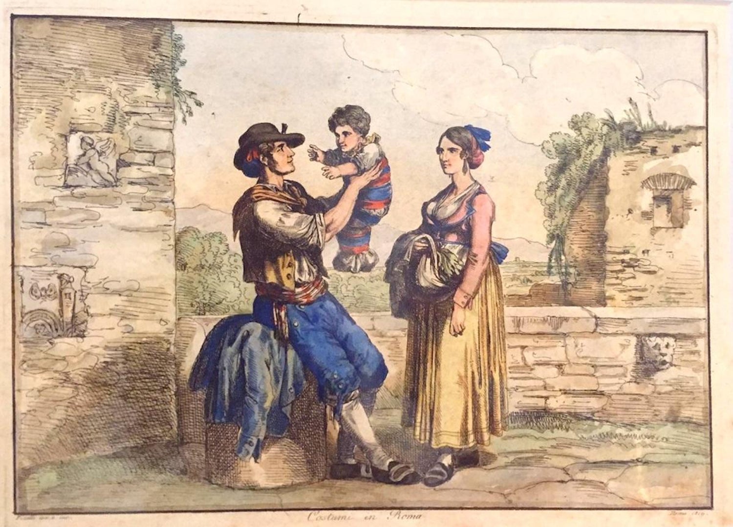 Bartolomeo Pinelli - Costumi di Roma - Etching by Bartolomeo Pinelli - 1819  For Sale at 1stDibs