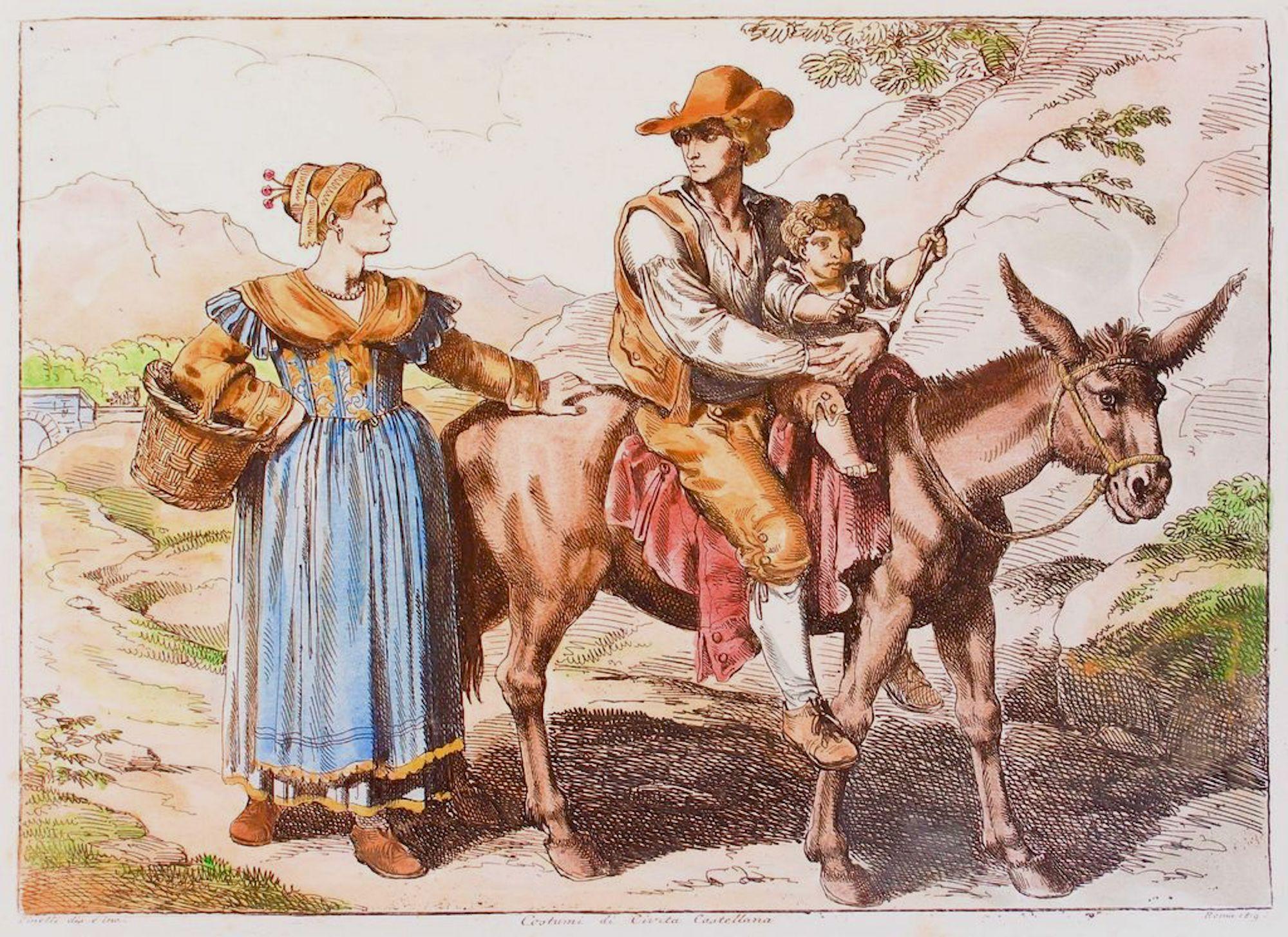 Customs of Civitacastellana - Etching by Bartolomeo Pinelli - 1819