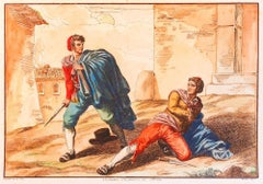 Costumbres del Trastevere (Roma) - Aguafuerte de Bartolomeo Pinelli - 1819
