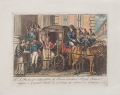 Departure of the Holy Father from Rome - Etching by Bartolomeo Pinelli - 1850