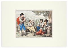 Grape Harvesters at Rest - Etching by Bartolomeo Pinelli - 1819
