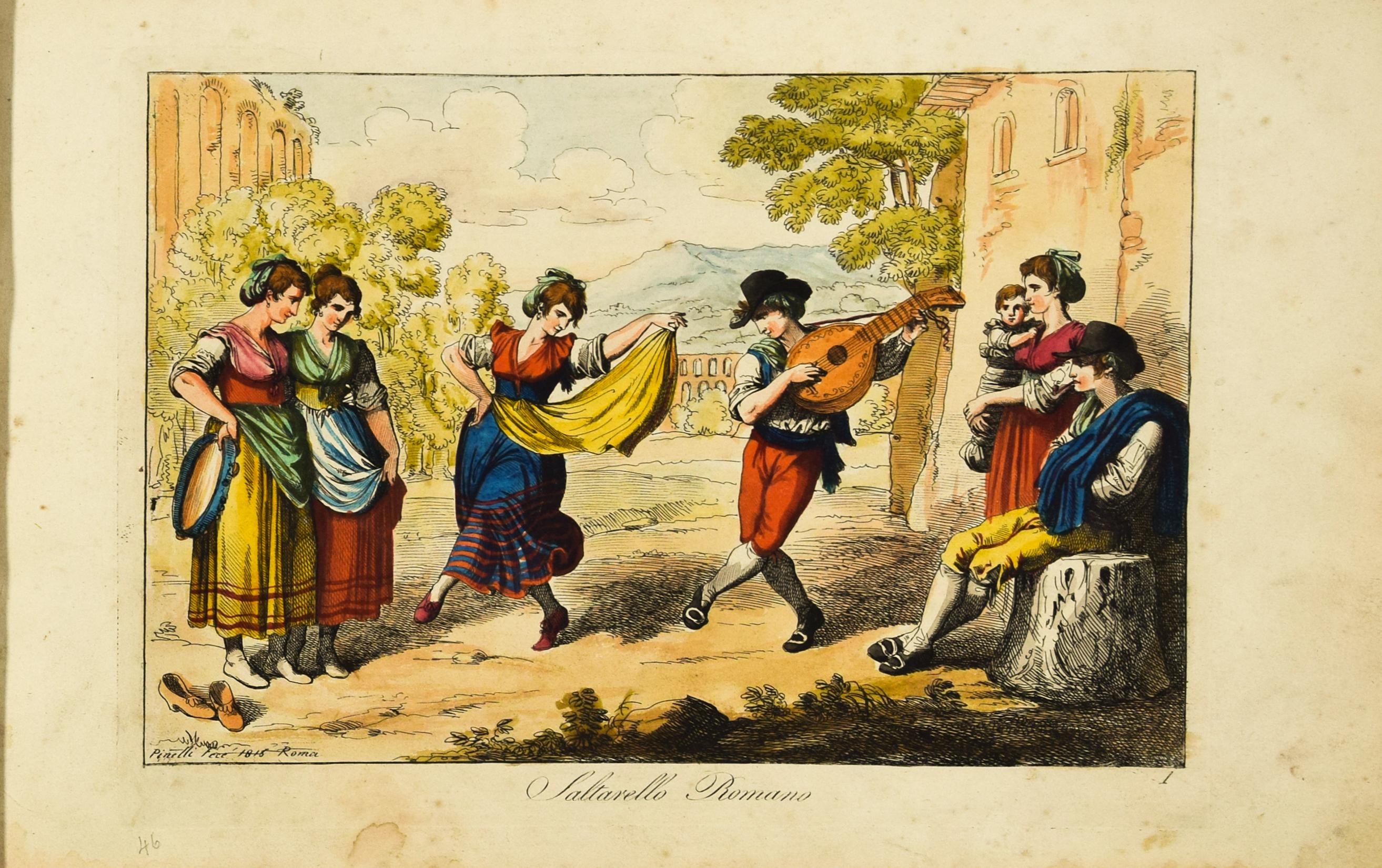 New Collection of 50 Picturesque Costumes Etched and Watercolored by B. Pinelli For Sale 2