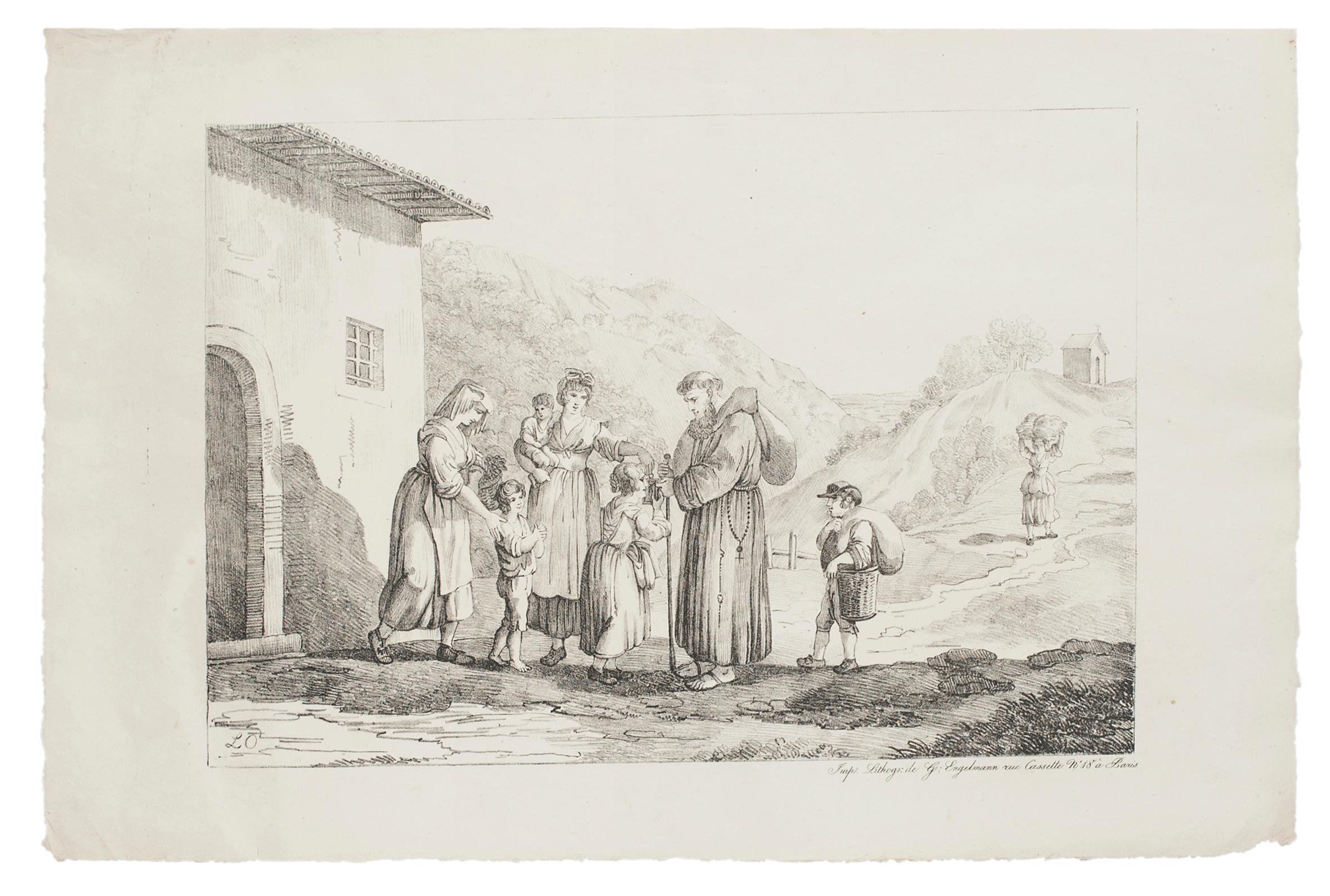 Prayers - Lithographie de Bartolomeo Pinelli - 19ème siècle