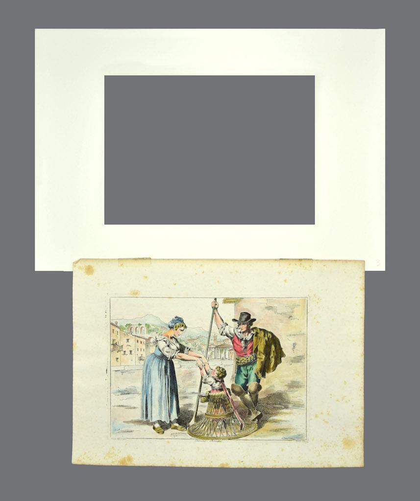 Roman Costume is an original hand-colored etching artwork realized by Bartolomeo Pinelli in 1819.

Signed by the artist on the plate, dated lower left 