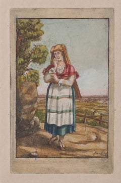 Roman Costume - Etching by Bartolomeo Pinelli - 1831