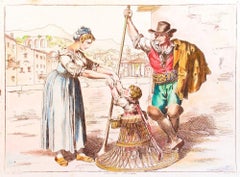 Trajes romanos - Aguafuerte de Bartolomeo Pinelli - 1819