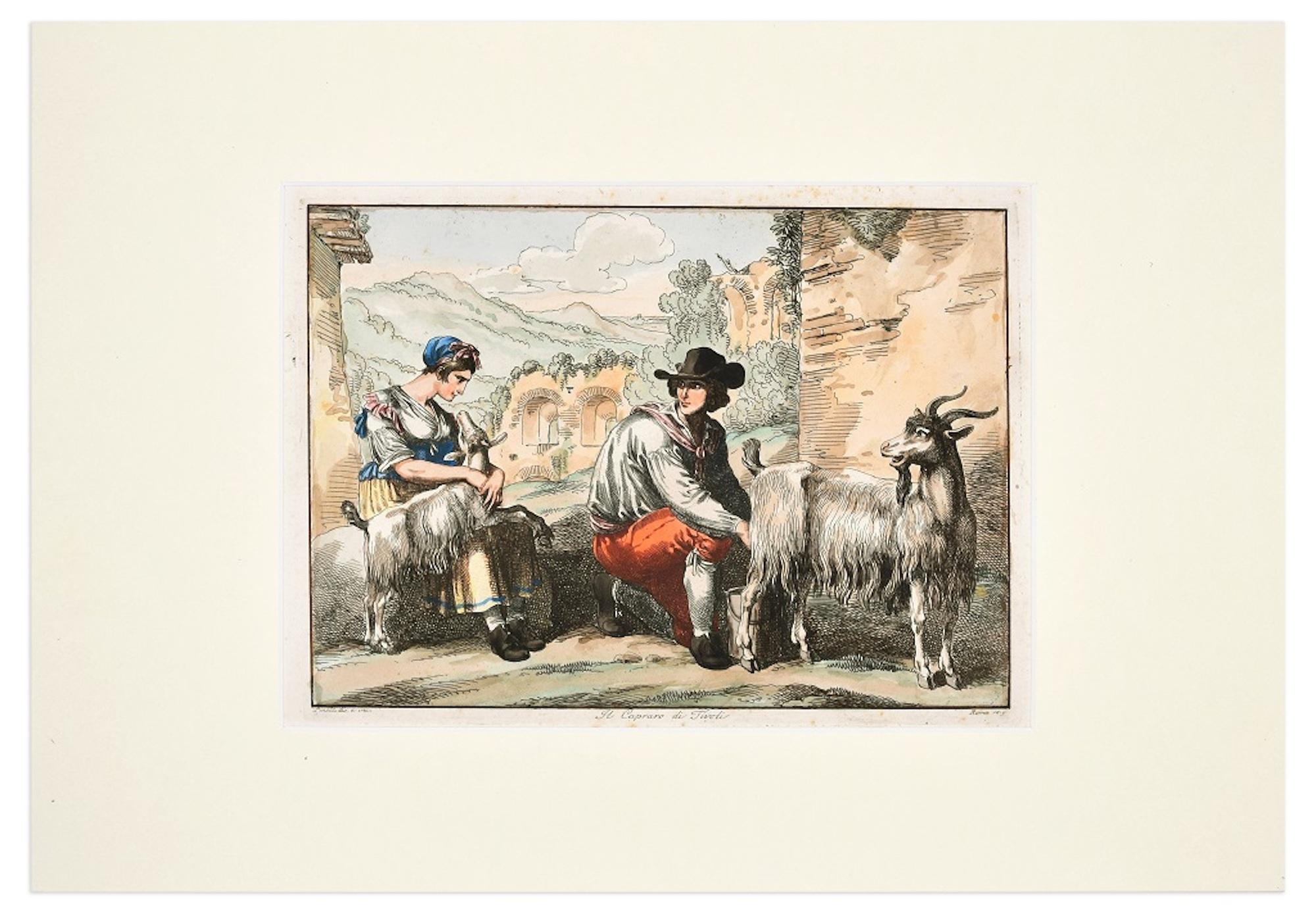 The Goatherd in Tivoli - Etching by Bartolomeo Pinelli - 1819 For Sale 1