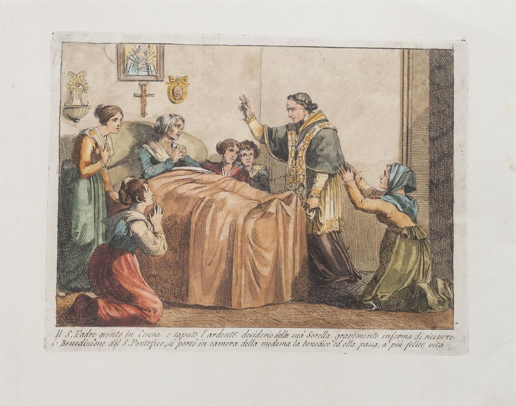 Figurative Print Bartolomeo Pinelli - L'arrivée du Saint Père à Cesena - eau-forte d'après B. Pinelli - 1850