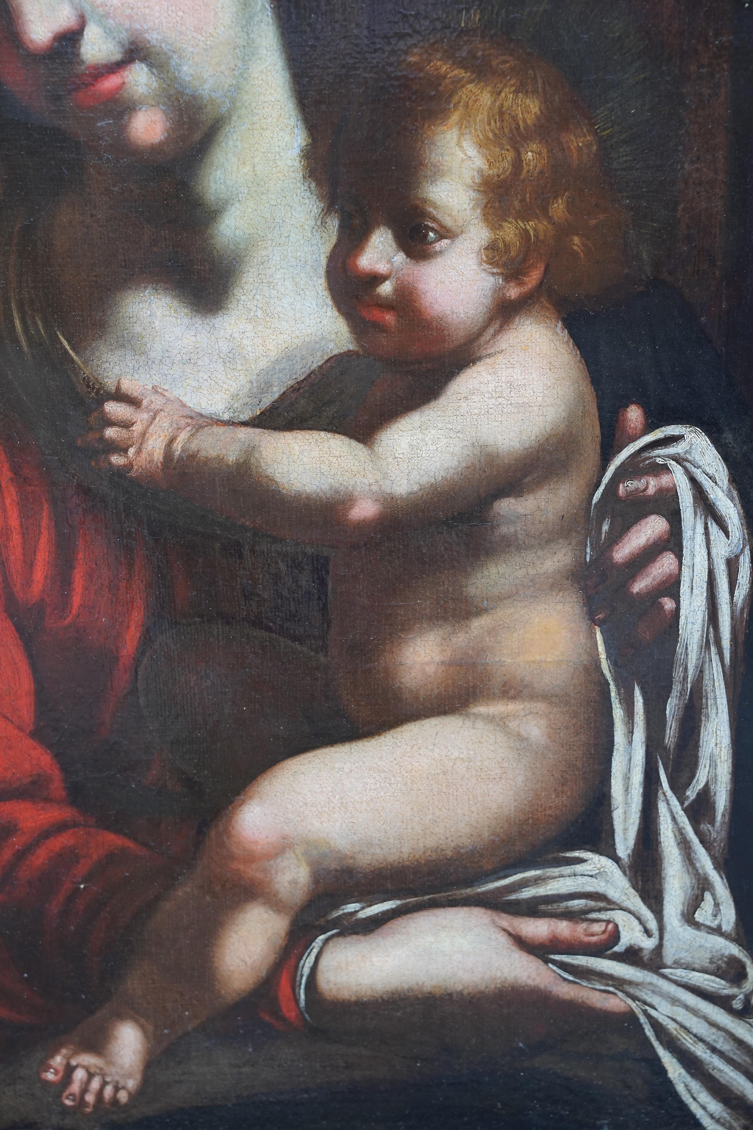 Virgen con el Niño - Pintura al óleo retrato de arte religioso italiano del Viejo Maestro en venta 1