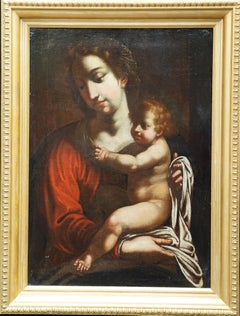 Virgen con el Niño - Pintura al óleo retrato de arte religioso italiano del Viejo Maestro