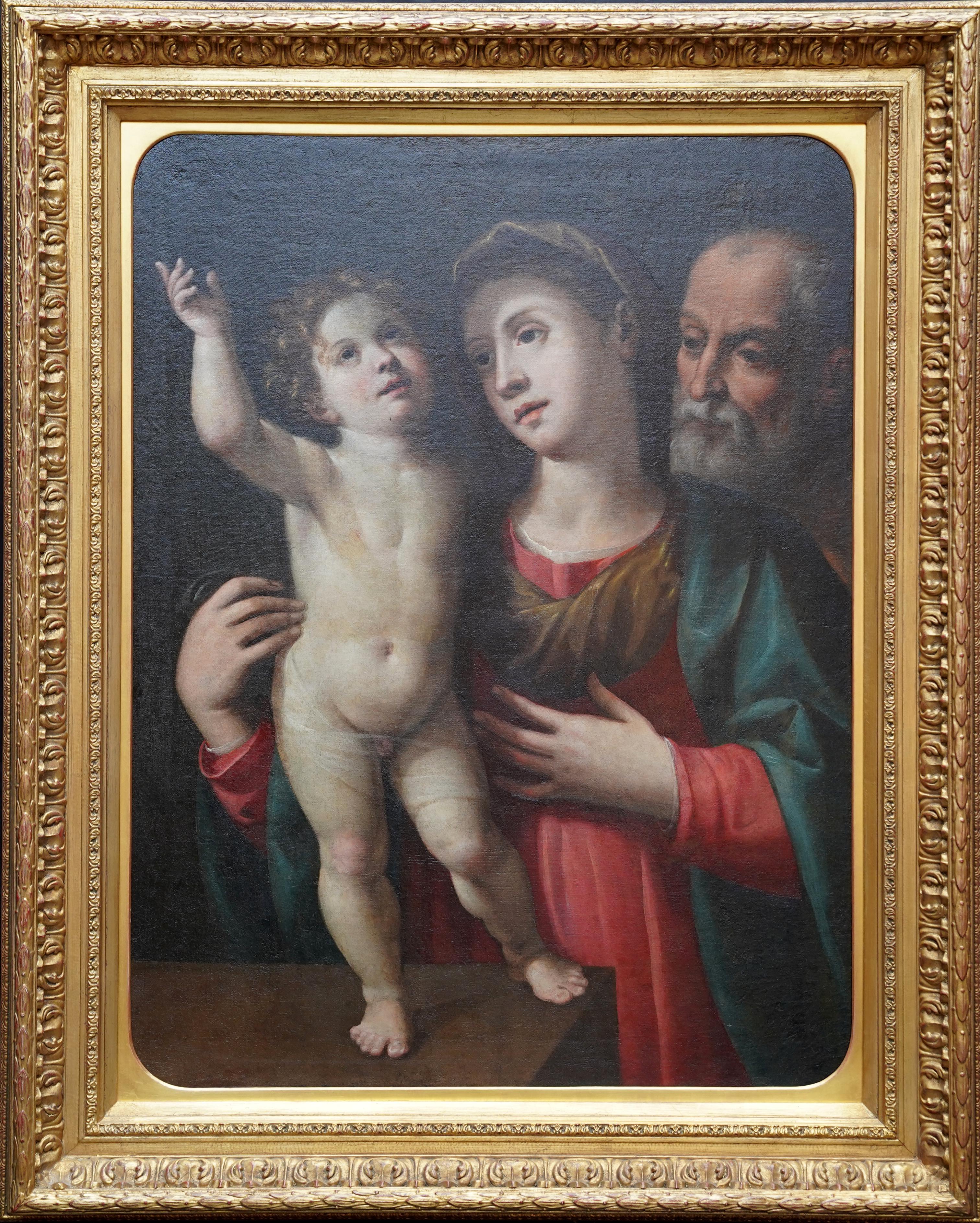 Portrait of the Holy Family - Italian 17th century religious art oil painting