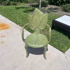Bartolozzi e Maioli Hand Carved Wood Foliate Faux Bois Leaf Chair, 1970s