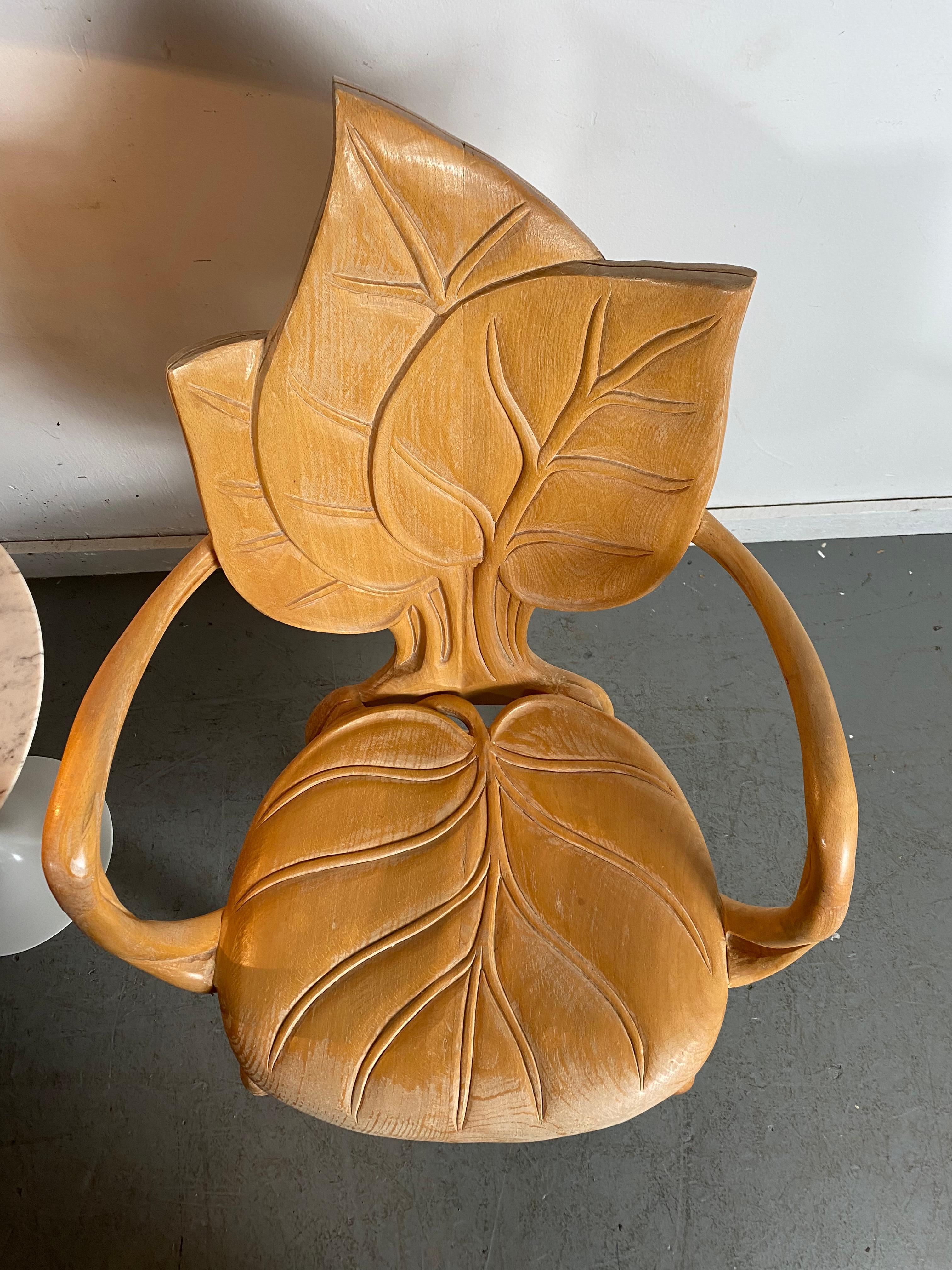 Bartolozzi & Maioli Carved Wooden Leaf Armchair For Sale 2