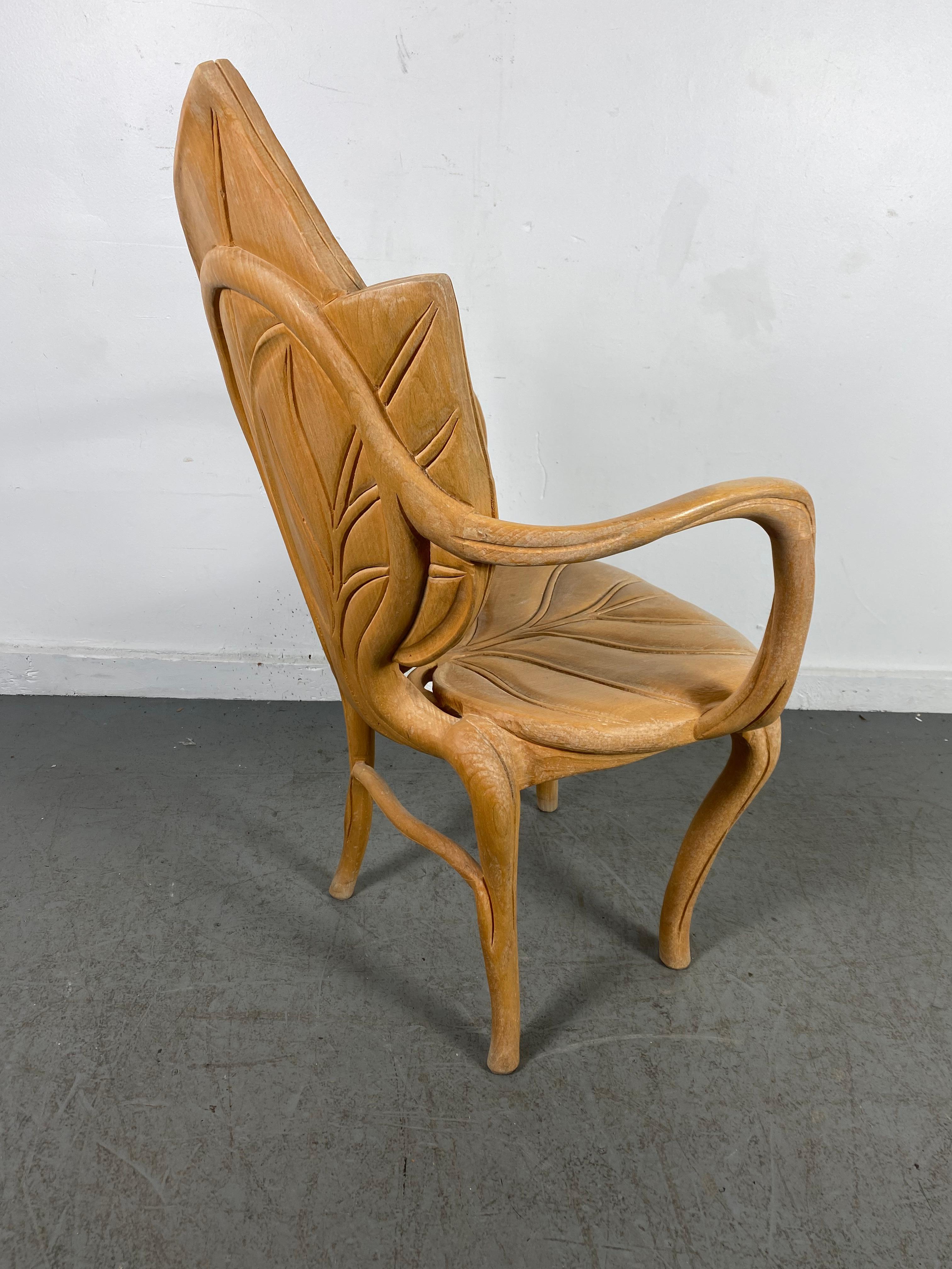 Late 20th Century Bartolozzi & Maioli Carved Wooden Leaf Armchair For Sale