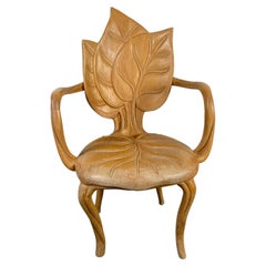 Vintage Bartolozzi & Maioli Carved Wooden Leaf Armchair