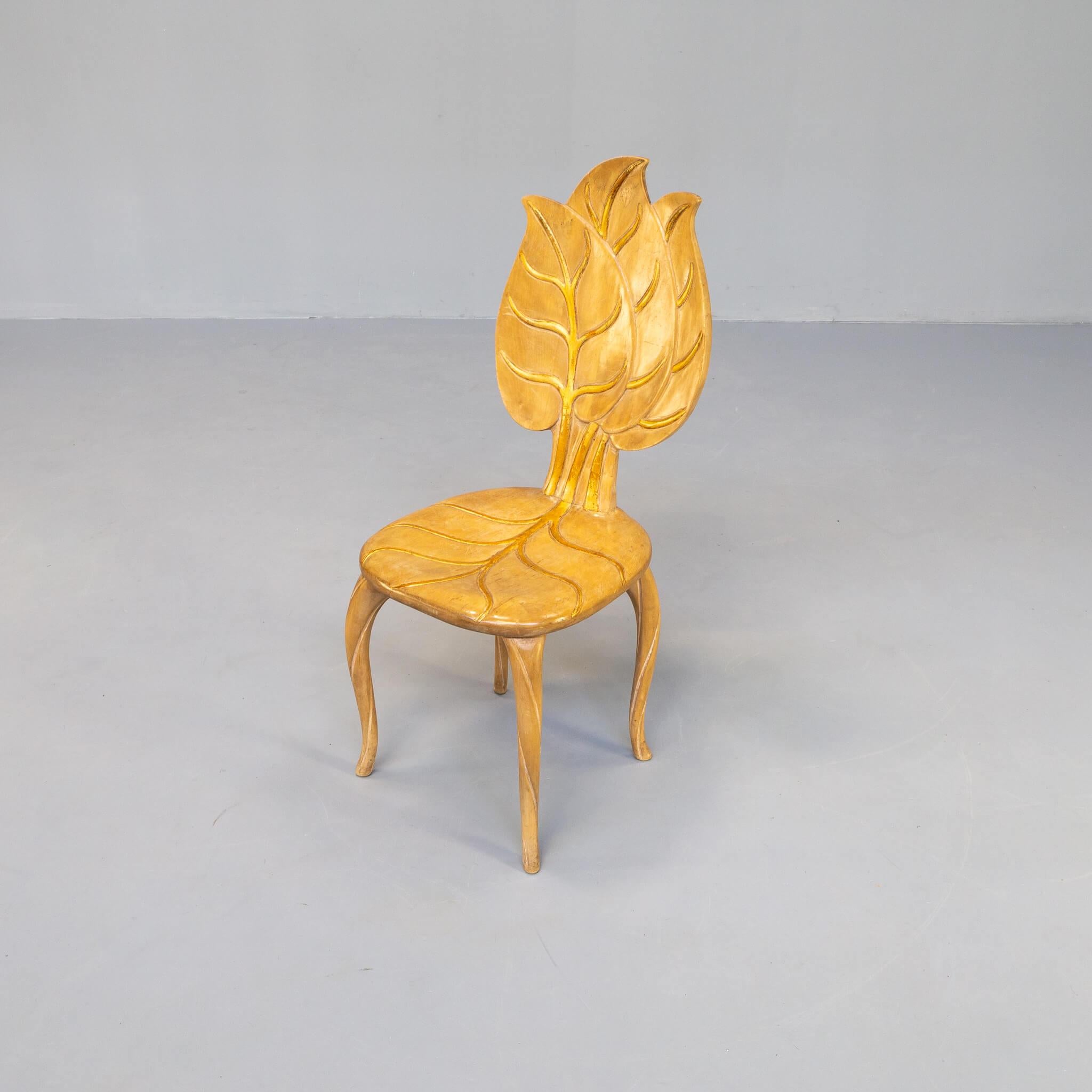 Bartolozzi & Maioli Wooden Leaf Chair Set / 4 3