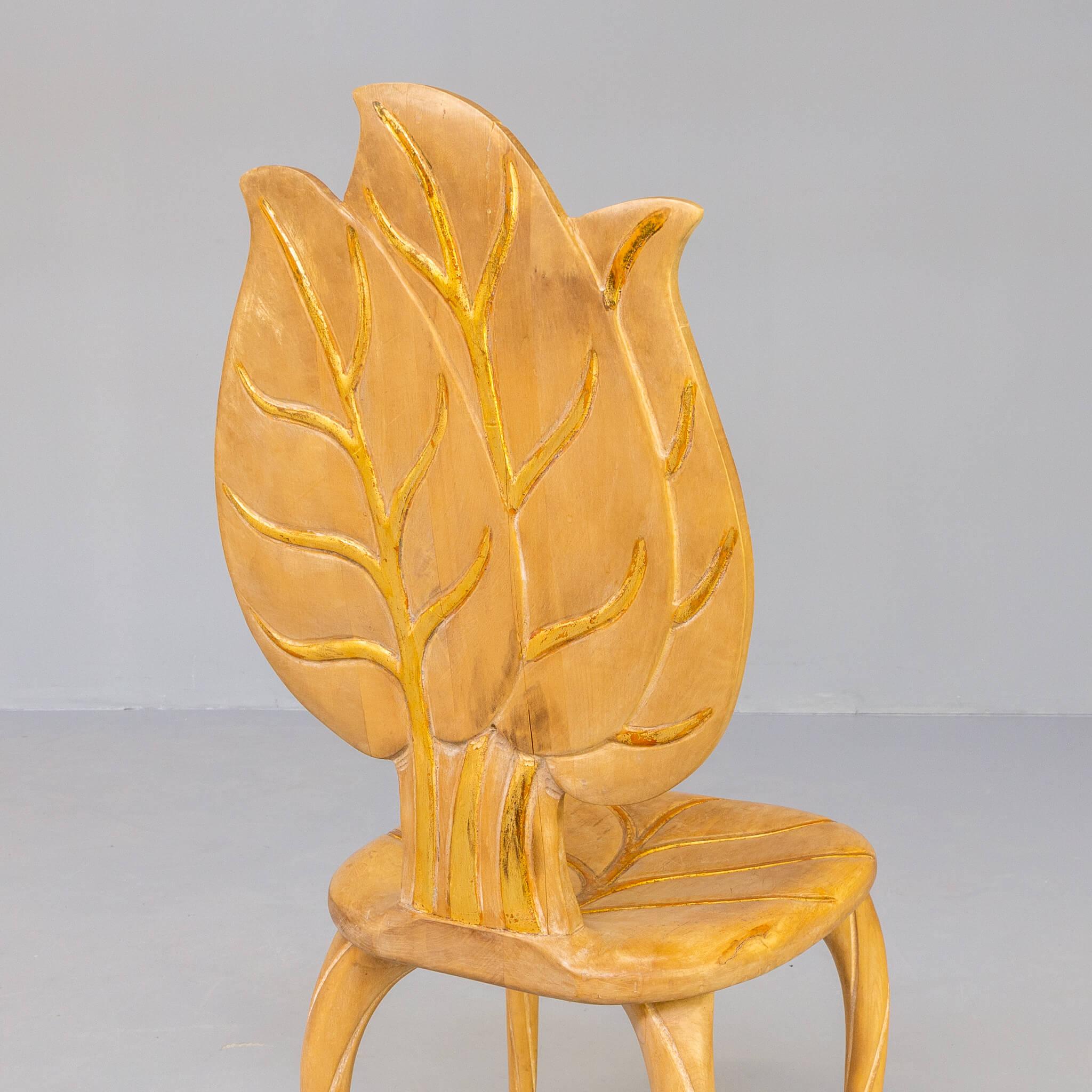 Bartolozzi & Maioli Wooden Leaf Chair Set / 4 5