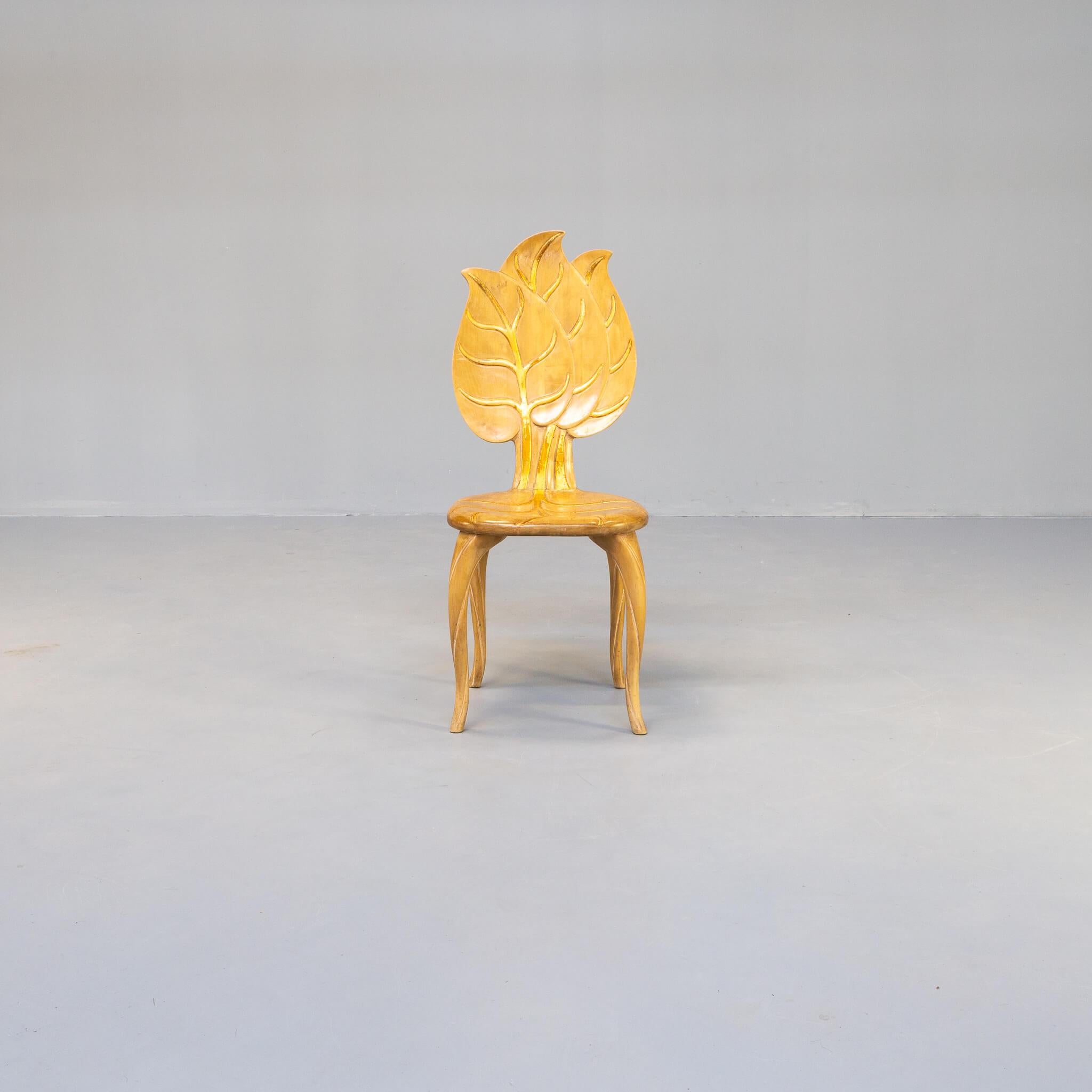 Bartolozzi & Maioli Wooden Leaf Chair Set / 4 In Good Condition In Amstelveen, Noord