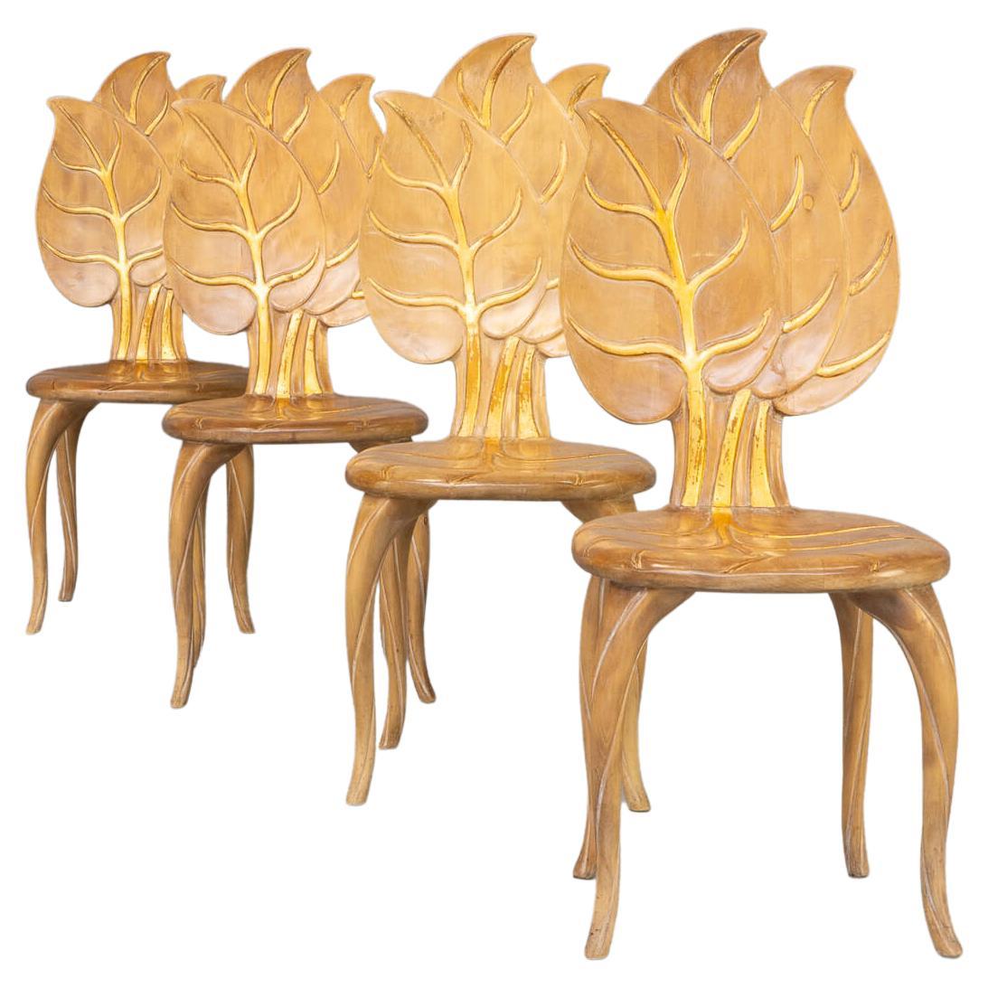 Bartolozzi & Maioli Wooden Leaf Chair Set / 4