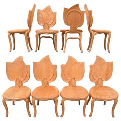 Bartolozzi & Maioli Wooden Leaf Chairs Set of Eight Dining Chairs
