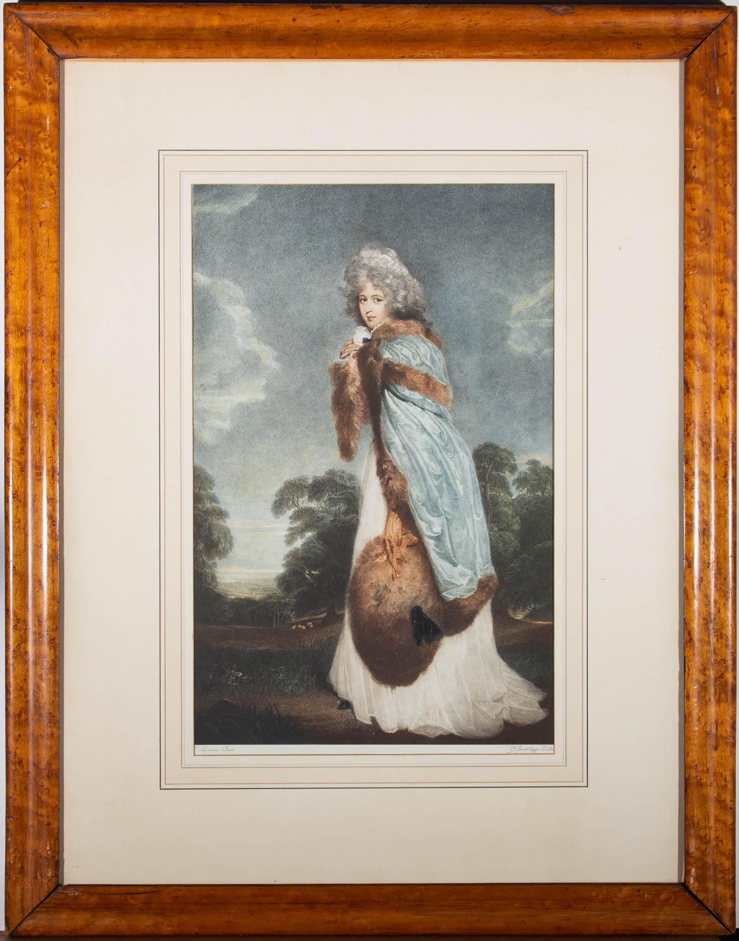 Portrait Print Bartolozzi Thomas Lawrence - Bartolozzi d'après Thomas Lawrence - 1792 - gravure à l'aiguille, Miss Elizabeth Farren