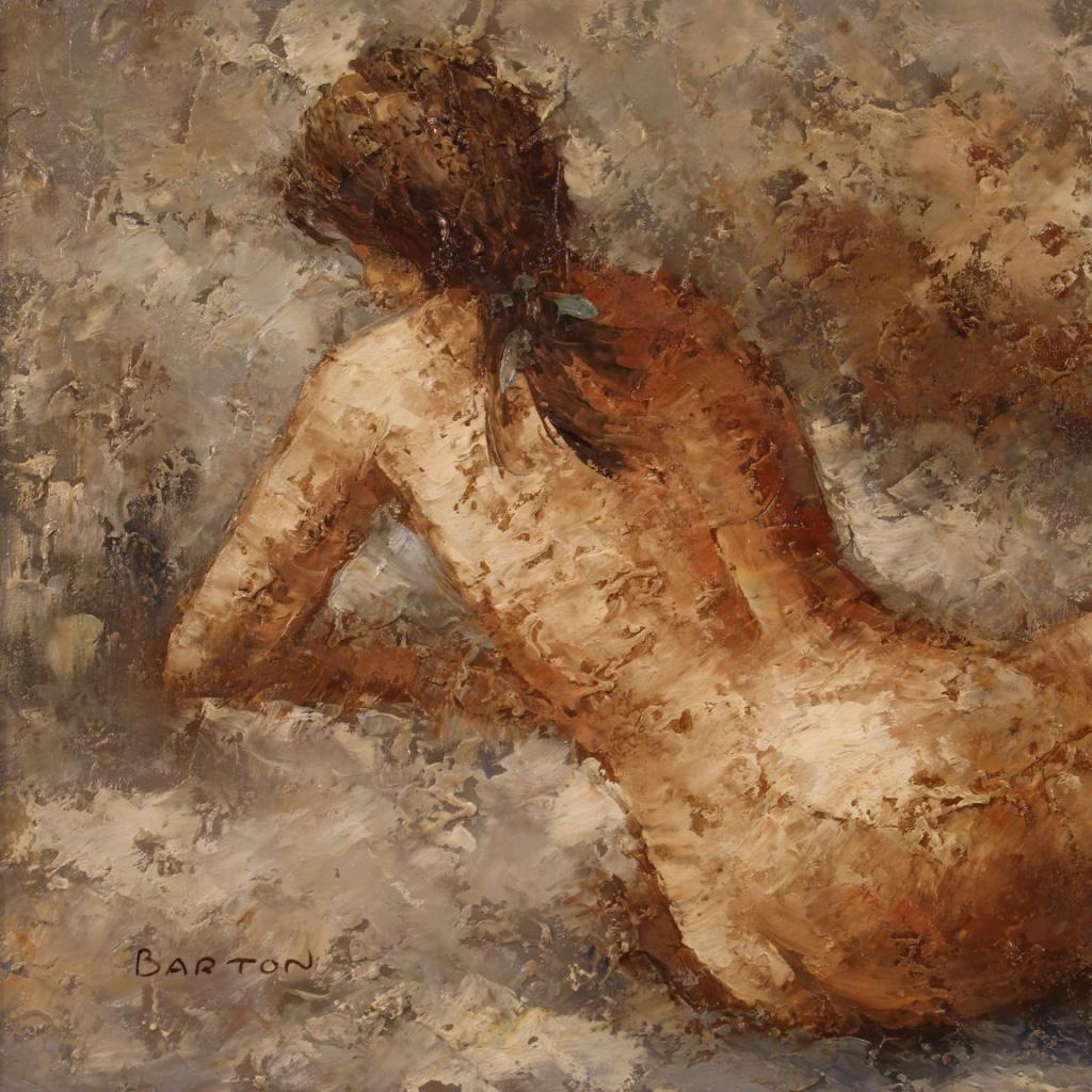 Barton 20th Century Oil on Canvas American Signed Female Nude Painting, 1980 3