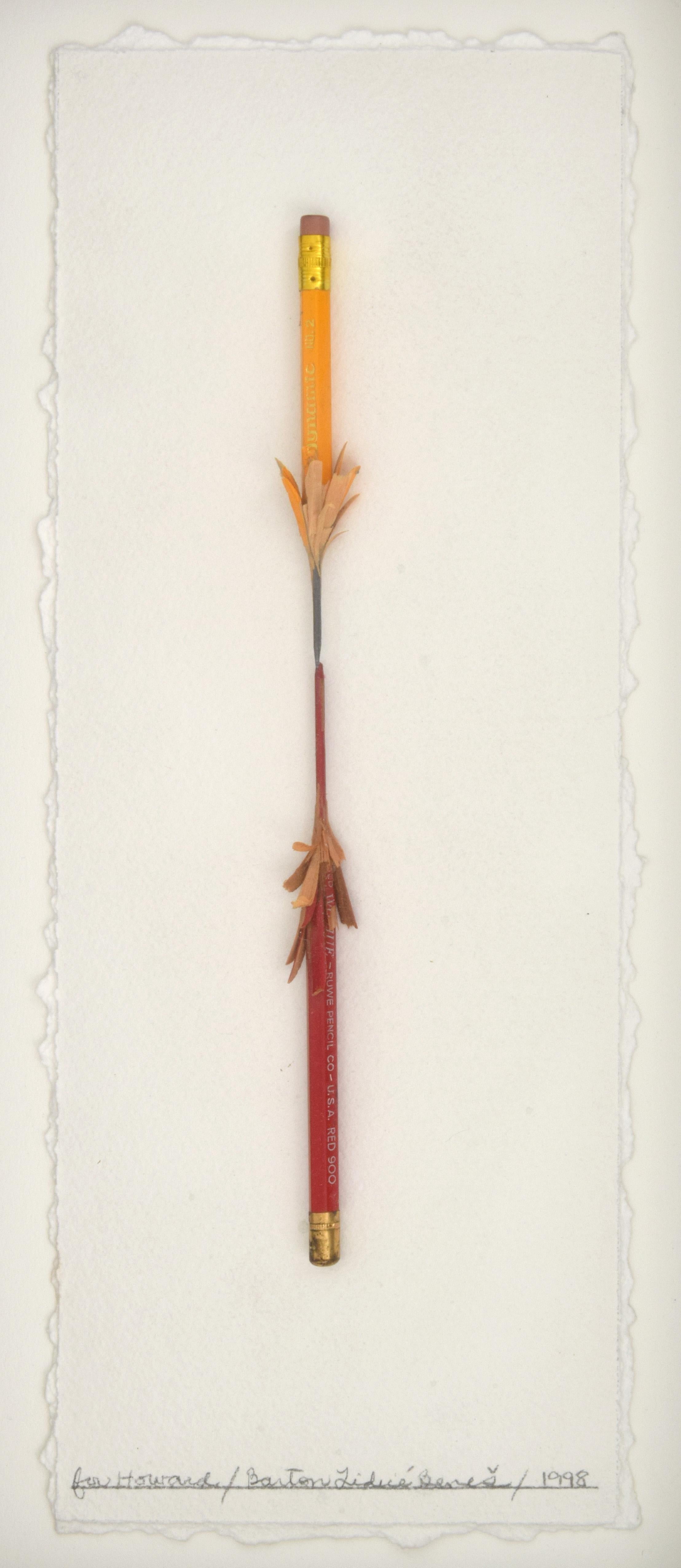 Artist: Barton Lidice Benes (1942-2012)
Markings: signed; 1998
Country of Origin & Materials: American; paper, wood, graphite, rubber, glass
Dimensions: 15"h, 6"w; 19.5"h, 10.25"w, 2"d frame
Additional Information: Work is dedicated in pencil "For
