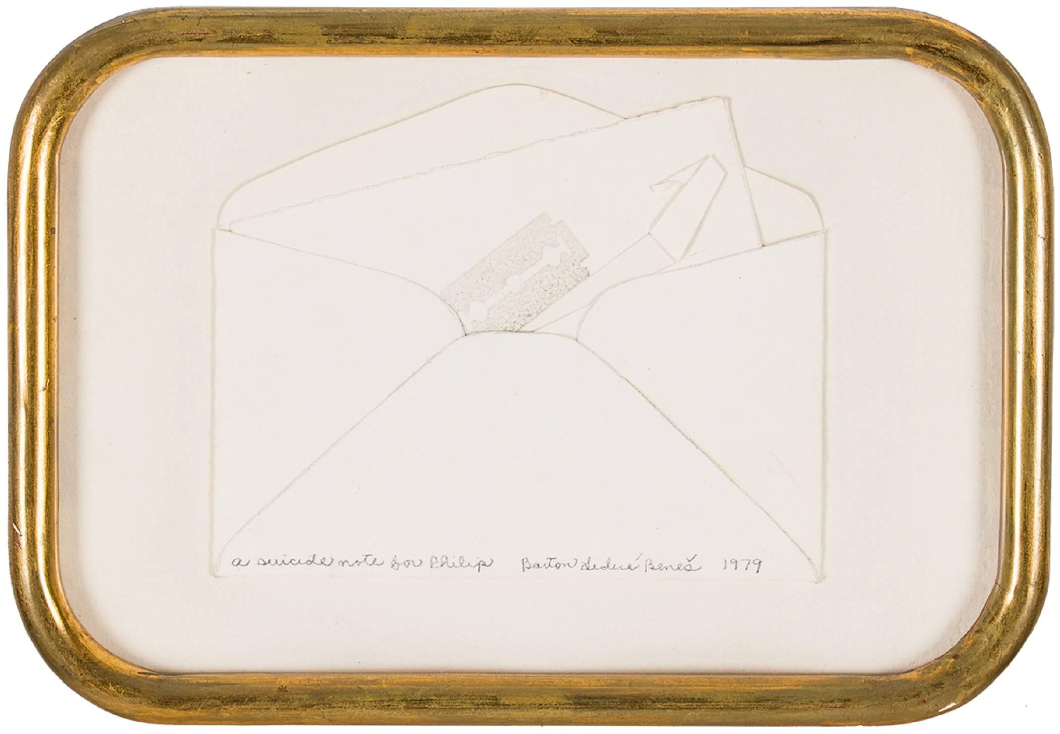 Suicide Note, Framed Conceptual Art Piece Assemblage Collage
