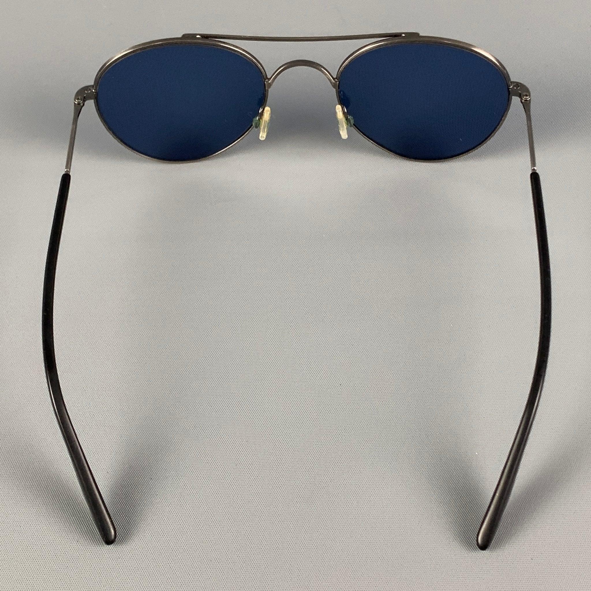 BARTON PERREIRA Silver Blue Metal Sauvestre Sunglasses In Good Condition In San Francisco, CA
