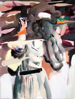 "Goggle Woman III" Painting, Oil on Canvas, Earth Tones, Cultural Commentary