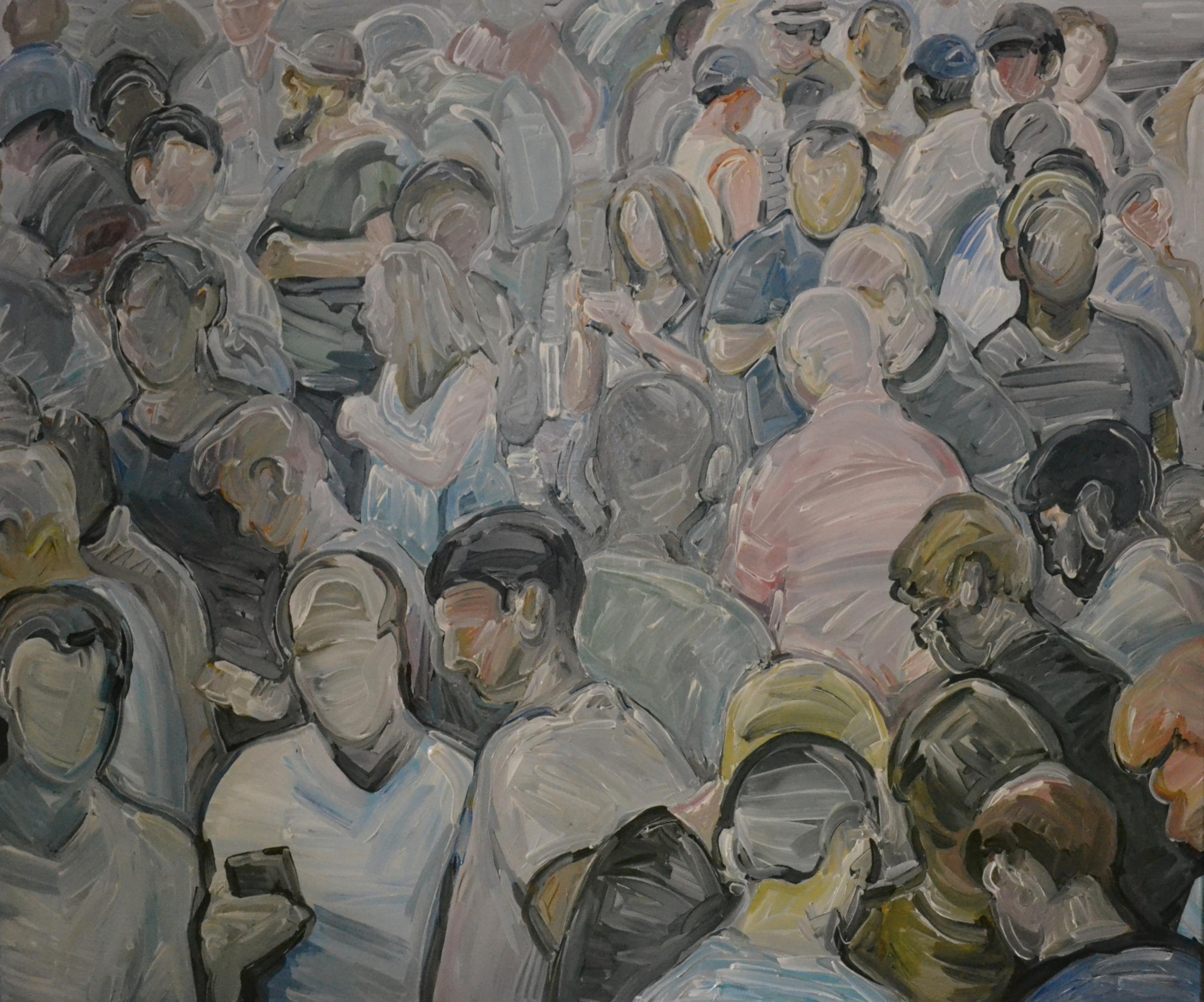 Bartosz Kolata Figurative Painting - Crowd - People Portrait, Contemporary Expressive Figurative Oil Painting, XL