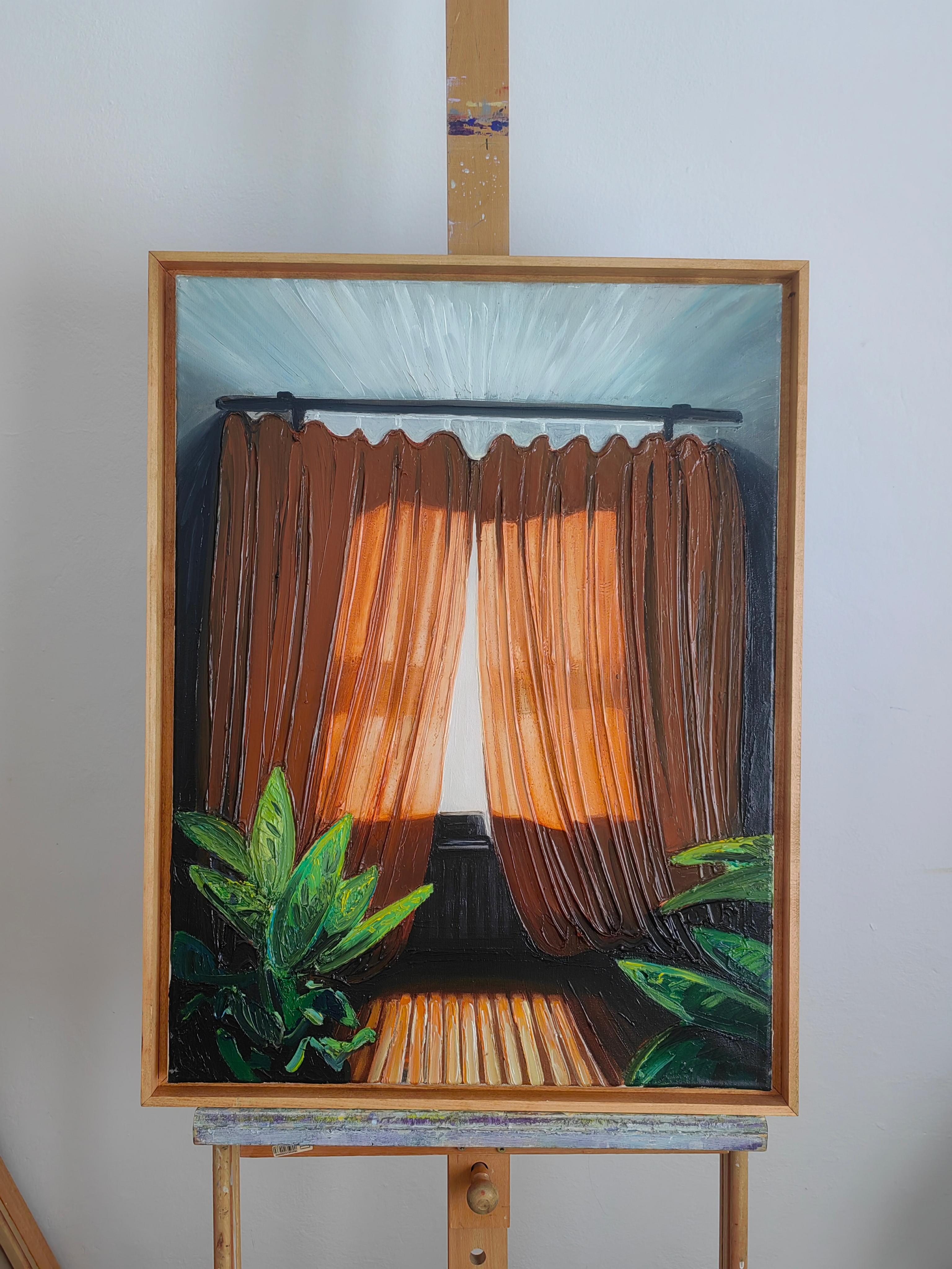 Vorhang -  Contemporary Ausdrucksstark Atmosphärisch  Indoor Ölgemälde – Painting von Bartosz Kolata
