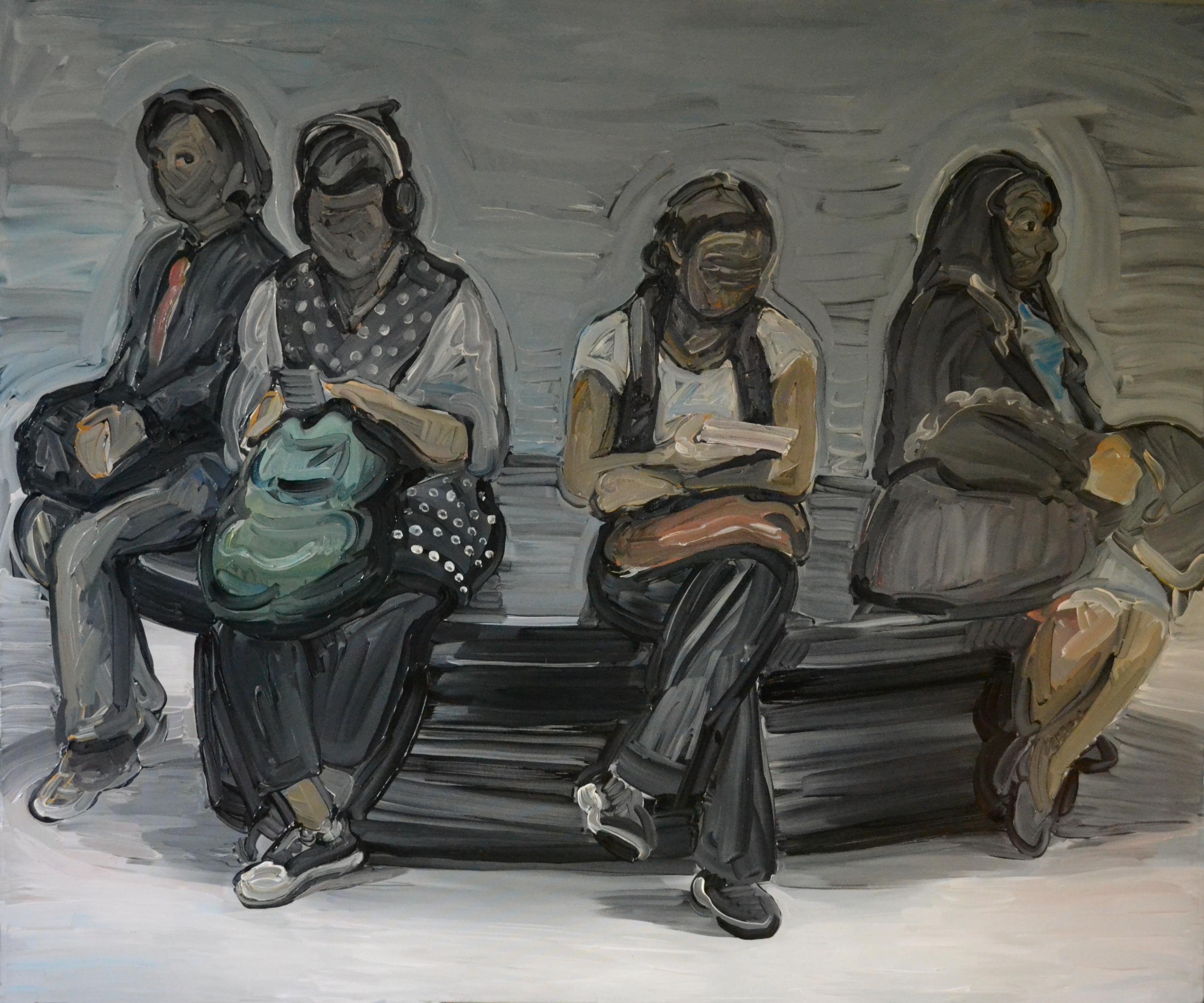 Bartosz Kolata Figurative Painting - Four - Women Portrait, Large Format, Contemporary Expressive Oil Painting