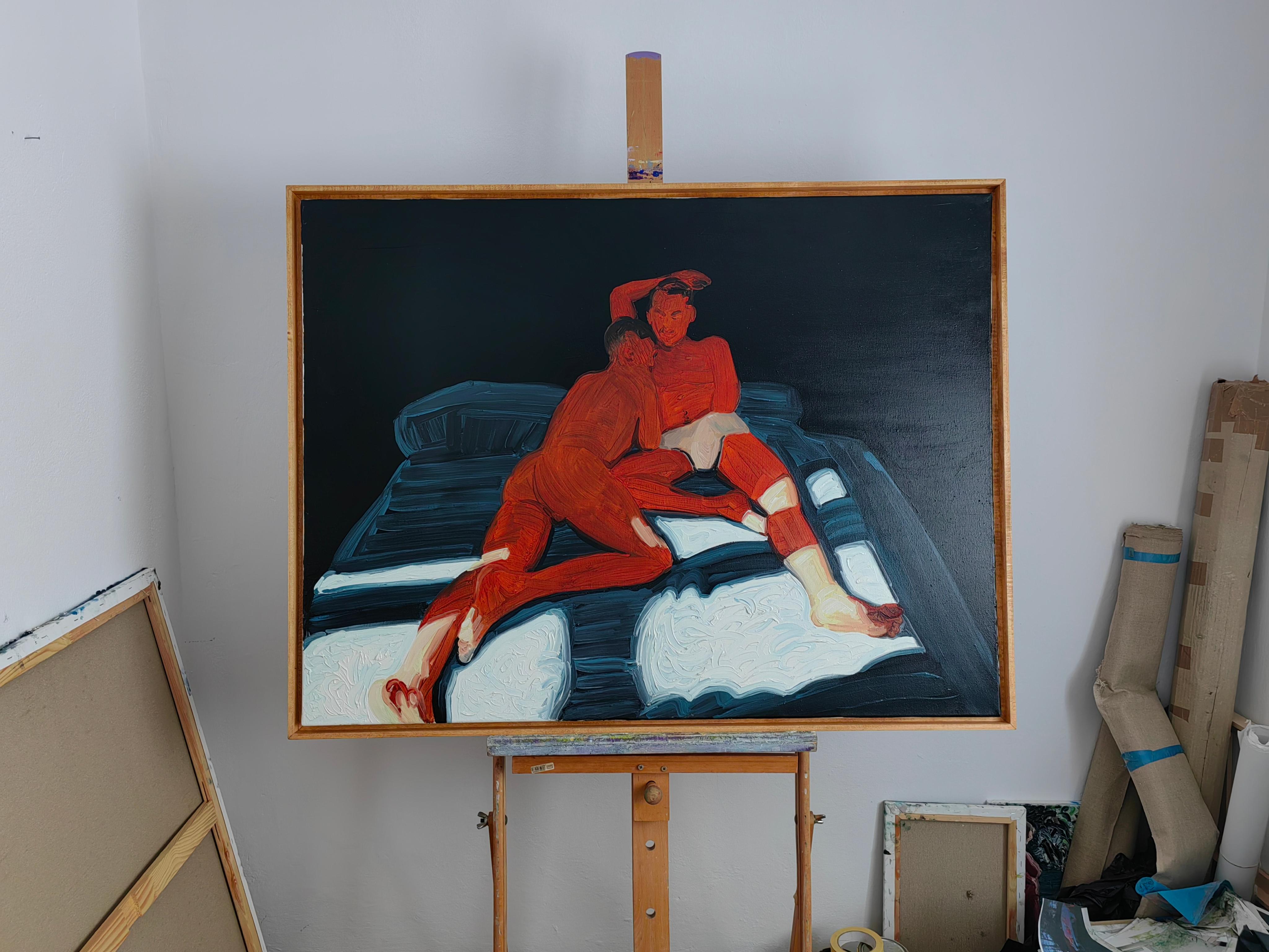 HEAT - Peinture à l'huile contemporaine expressive et figurative, série Nu masculin - Painting de Bartosz Kolata