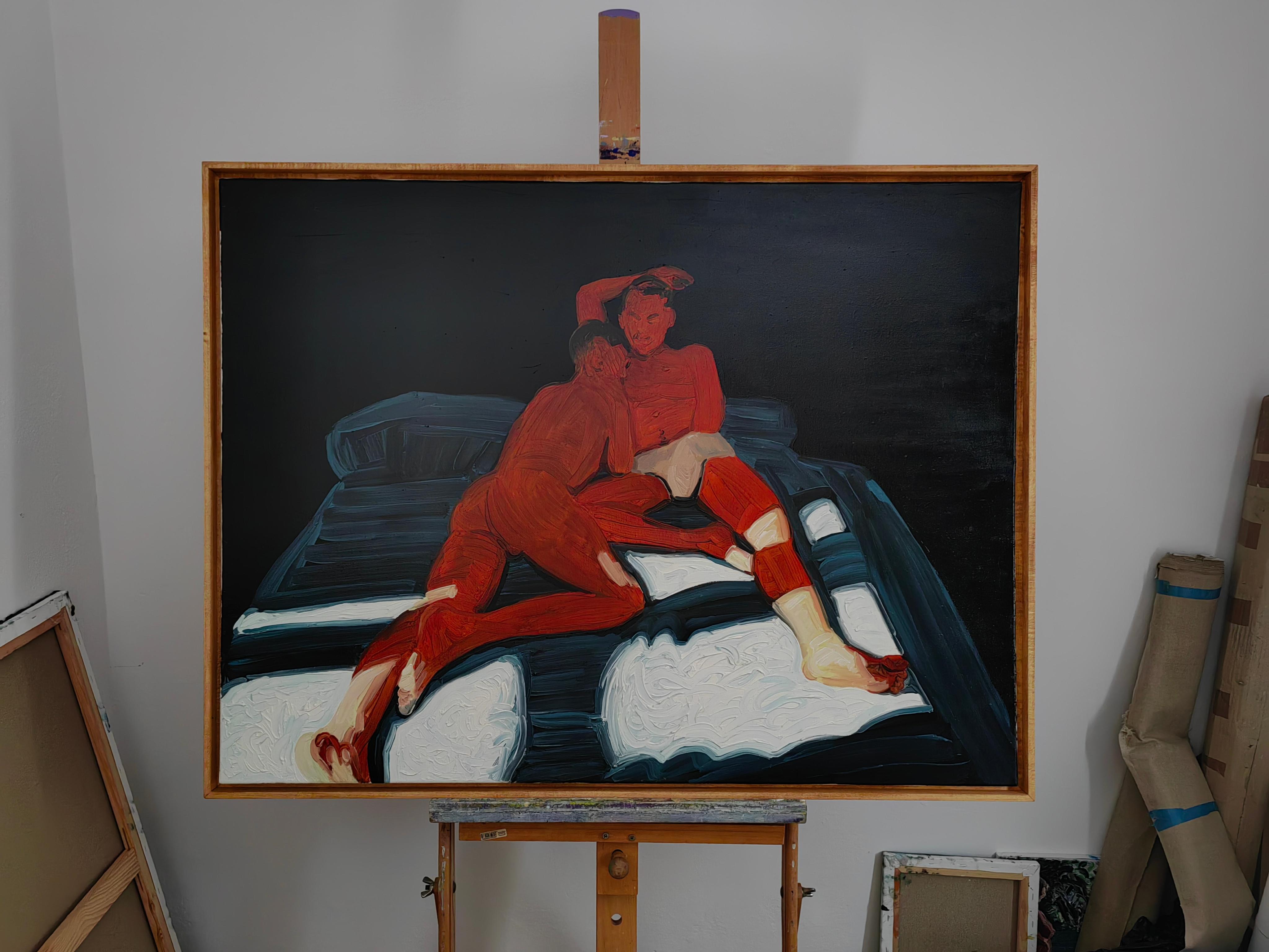 HEAT - Peinture à l'huile contemporaine expressive et figurative, série Nu masculin - Contemporain Painting par Bartosz Kolata