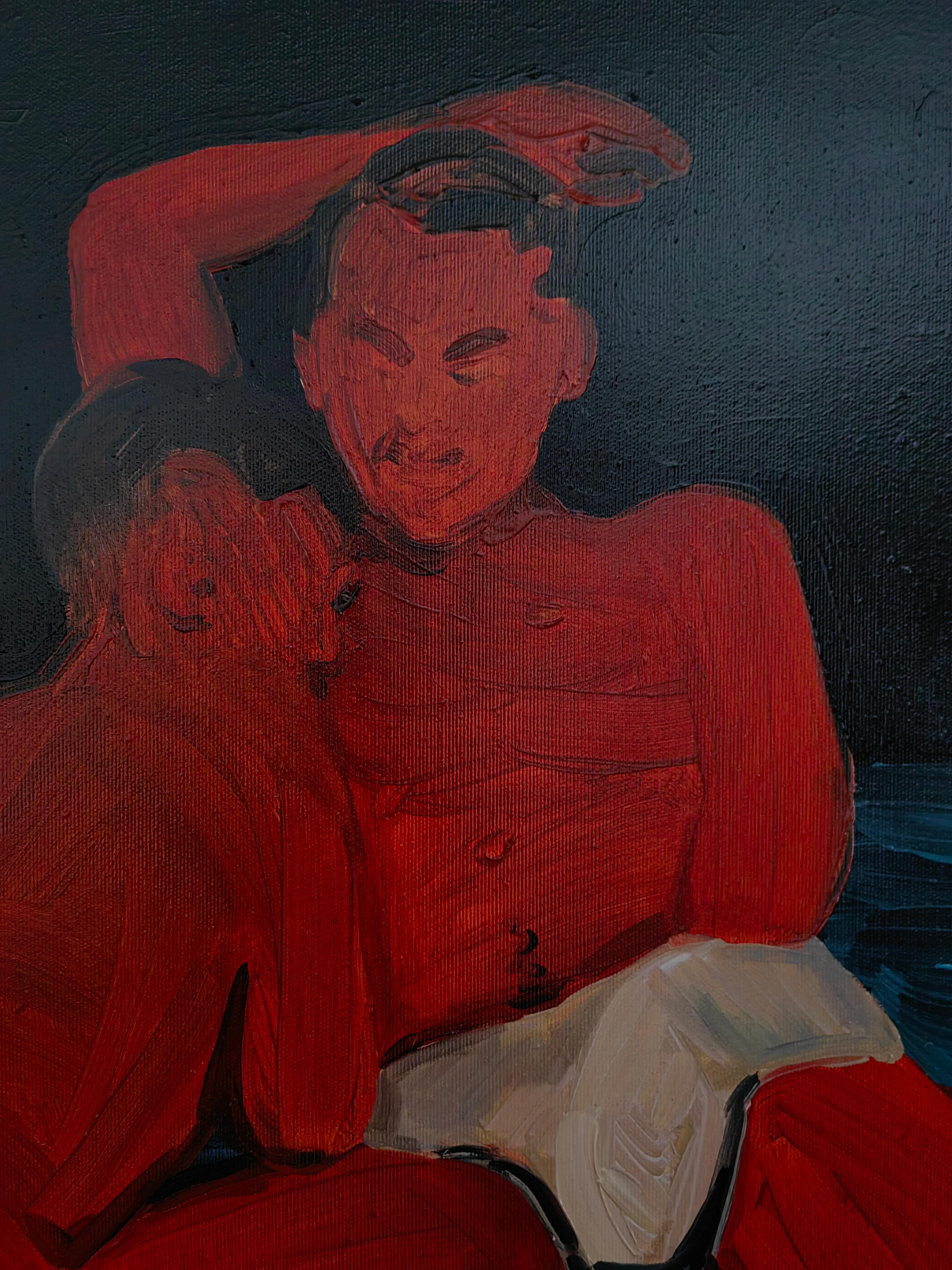 HEAT - Peinture à l'huile contemporaine expressive et figurative, série Nu masculin en vente 1