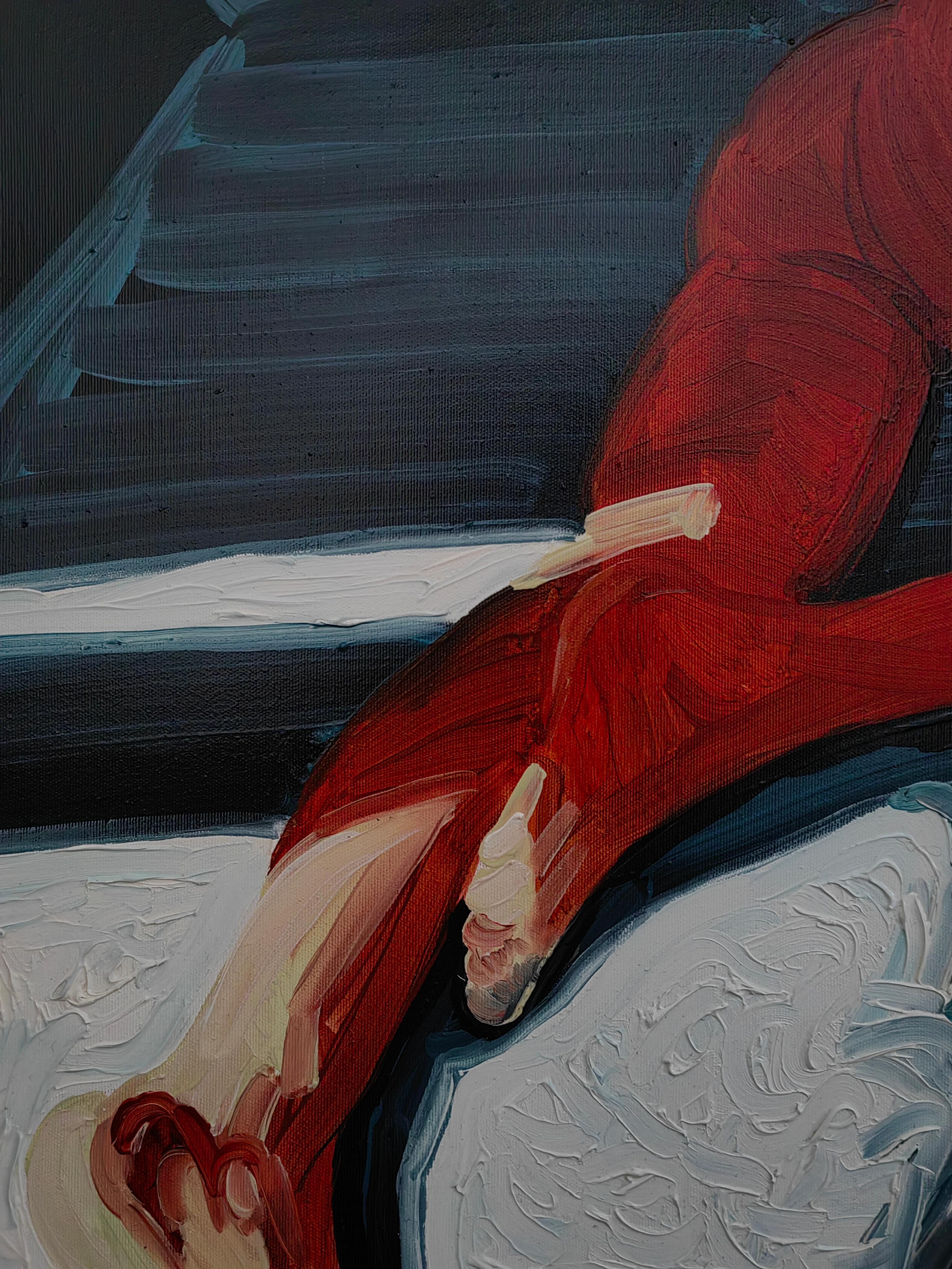 HEAT - Peinture à l'huile contemporaine expressive et figurative, série Nu masculin en vente 1
