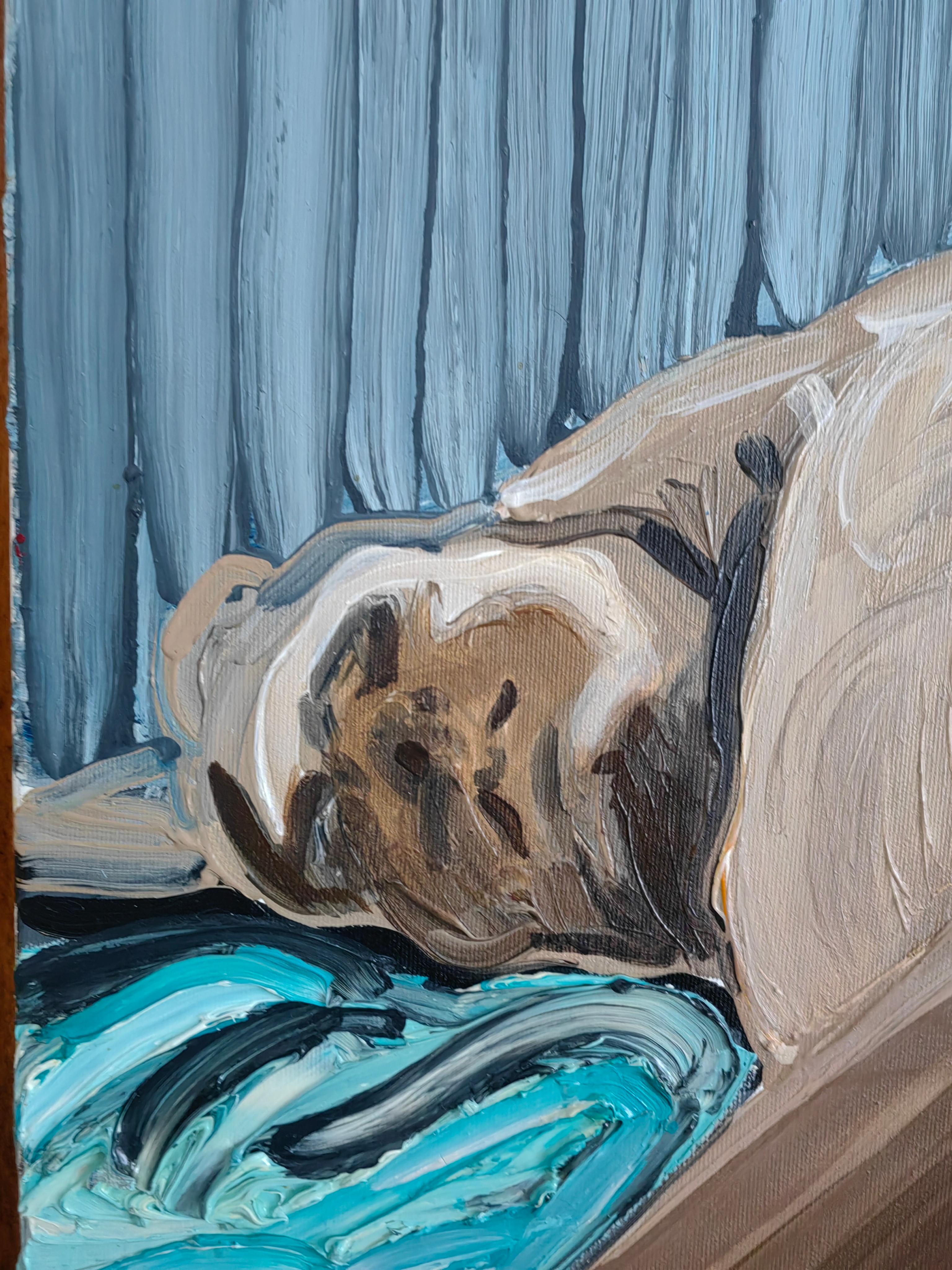 IM BED - Contemporary Expressive, Figurative Oil Painting, Male Nude Series For Sale 1