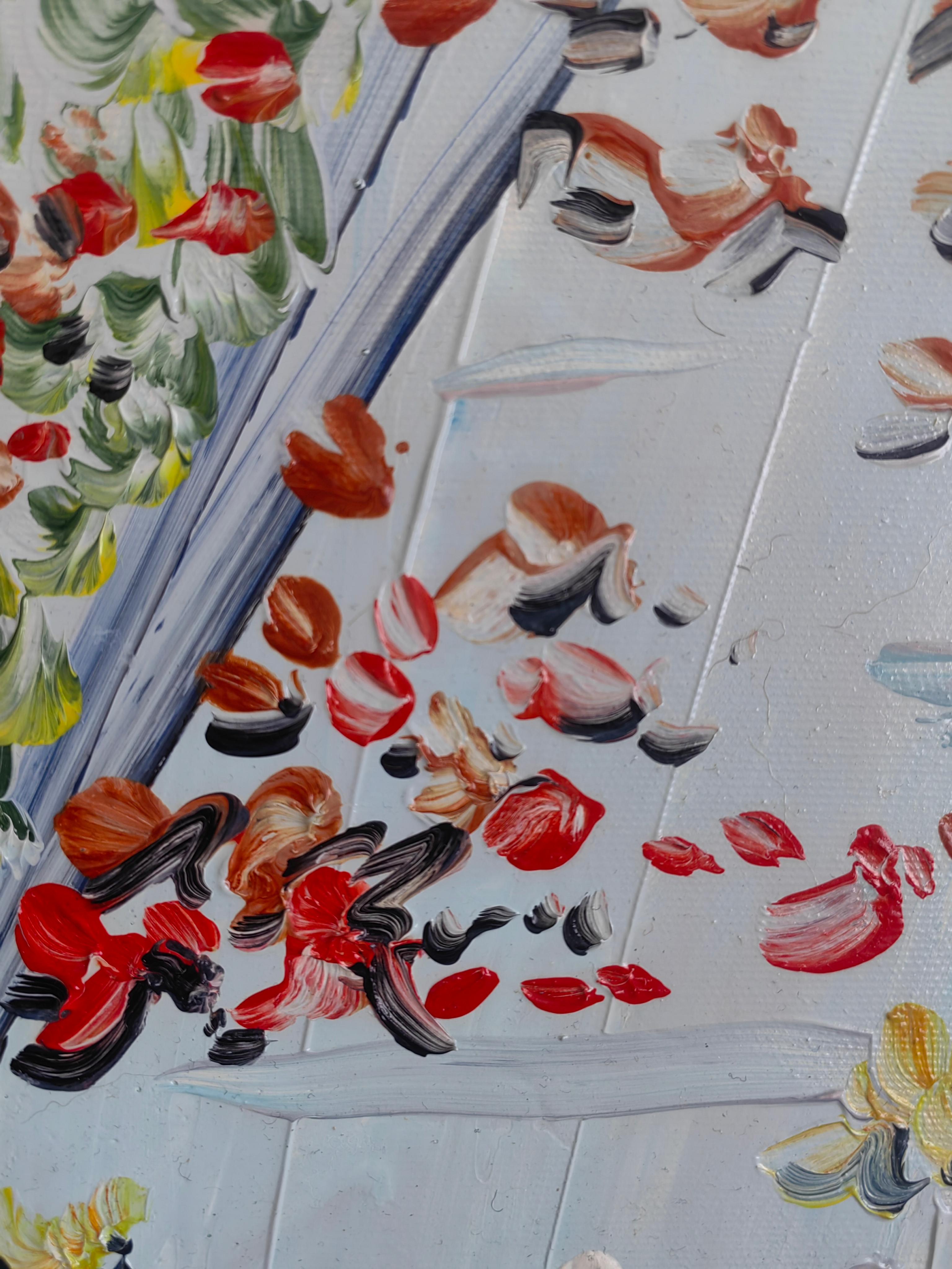 Feuilles - Modernity Expressive Garden, Nature, Flowers,  Peinture à l'huile d'un paysage  - Contemporain Painting par Bartosz Kolata