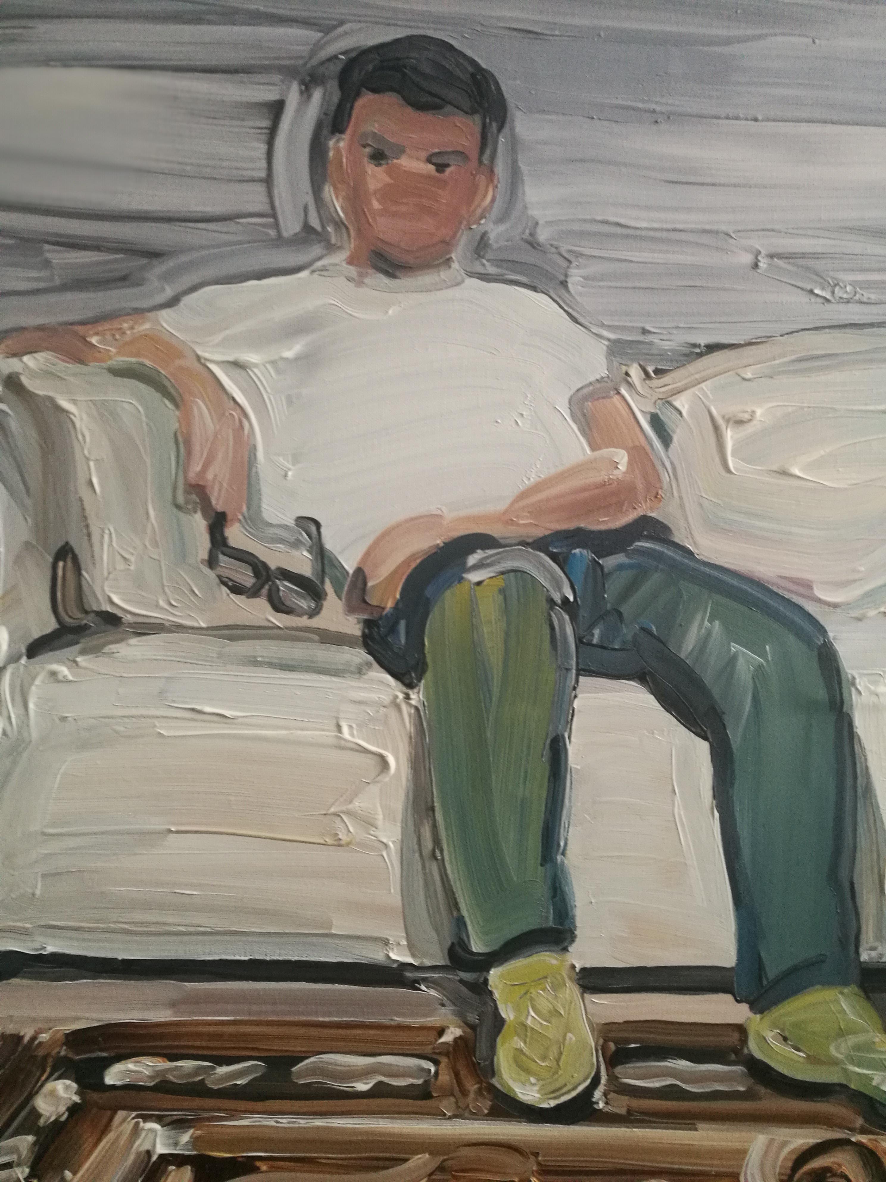 Mirek - Male Portrait, Contemporary Expressive Figurative Oil Painting For Sale 1