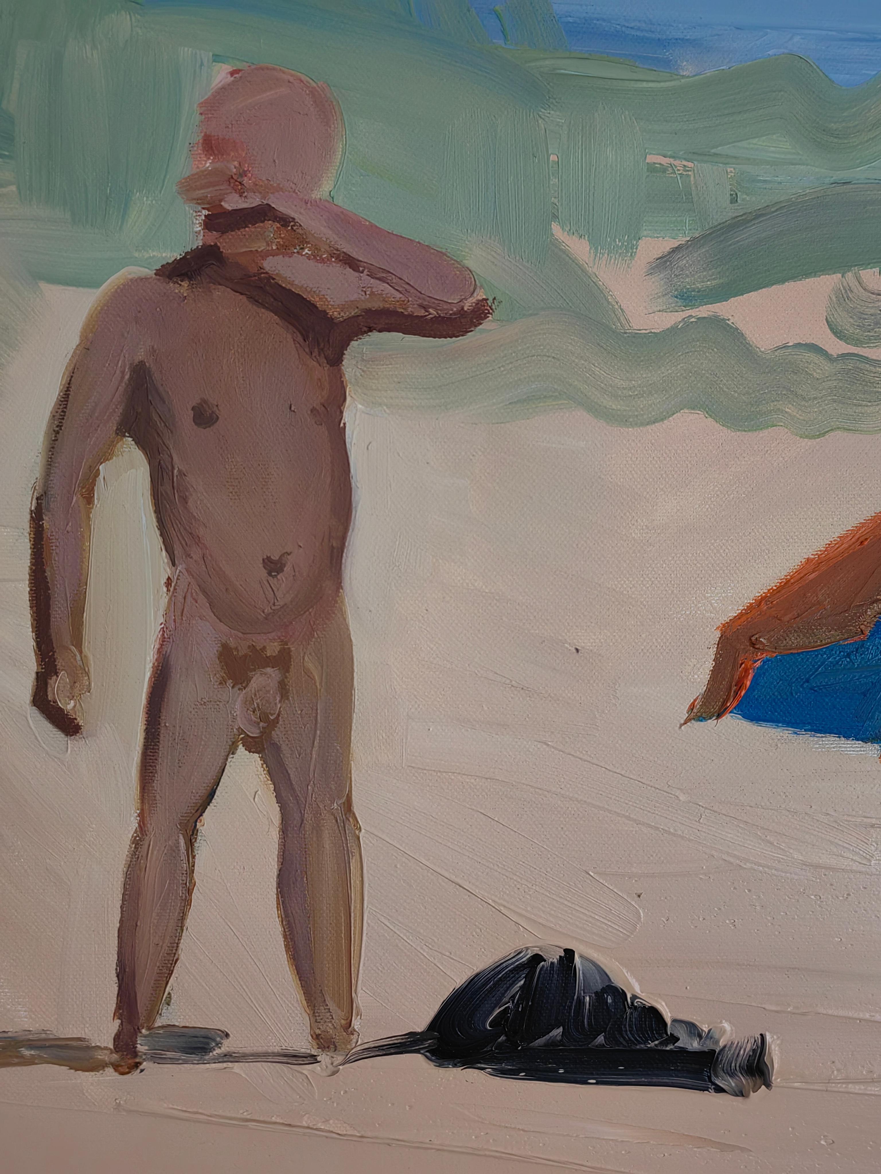 Secret Peek - Contemporary Expressive, Figurative Oil Painting, Male Nude Series For Sale 2